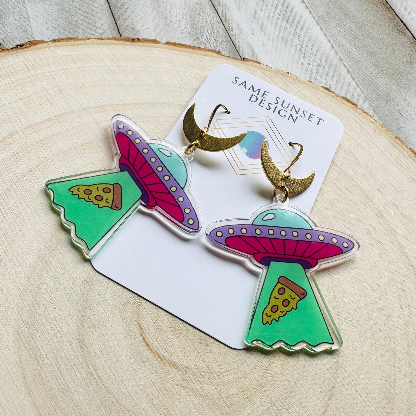 UFO Earrings, Alien Earrings, Space Earrings, Festival Jewelry, Nerdy Gifts for Women, Fun Earrings, Birthday Gift for Girlfriend, Pizza