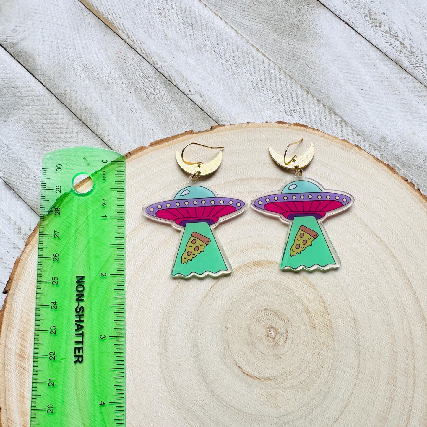 UFO Earrings, Alien Earrings, Space Earrings, Festival Jewelry, Nerdy Gifts for Women, Fun Earrings, Birthday Gift for Girlfriend, Pizza