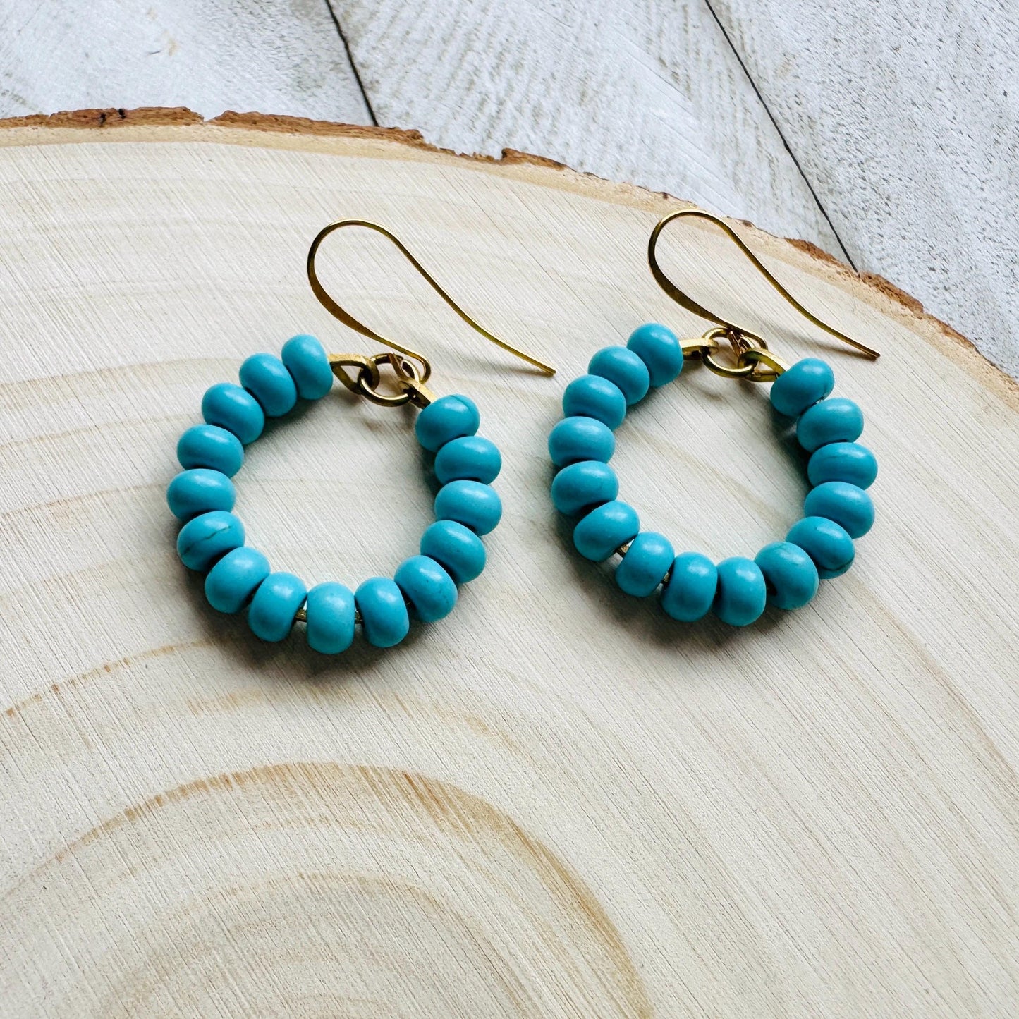 Turquoise Hoop Earrings, Hoop Earrings Gold, Sweet 16 Gift Granddaughter, Birthday Gift Ideas, Tween Jewelry, Western Natural Hippie Boho