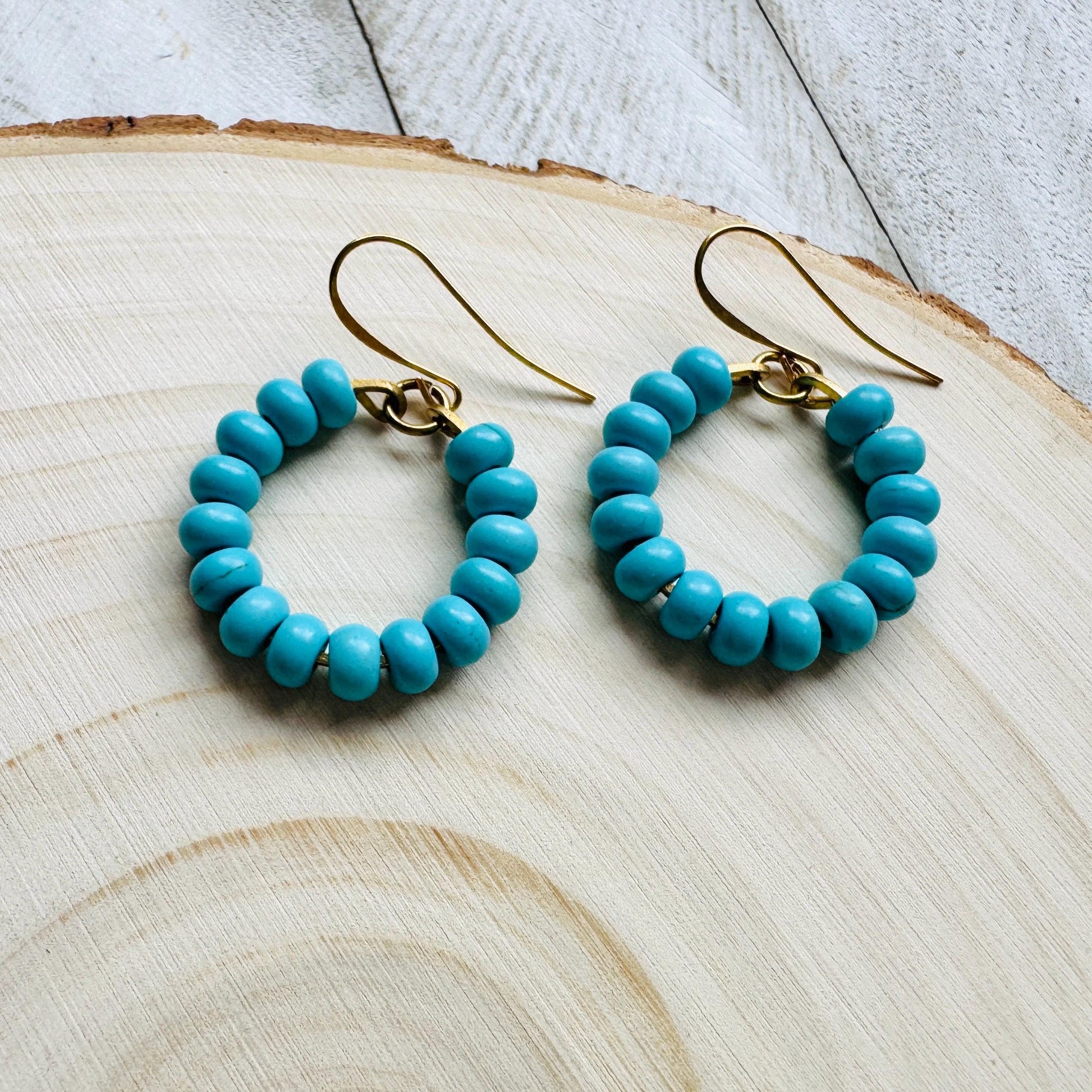 Turquoise Hoop Earrings, Hoop Earrings Gold, Sweet 16 Gift Granddaughter, Birthday Gift Ideas, Tween Jewelry, Western Natural Hippie Boho