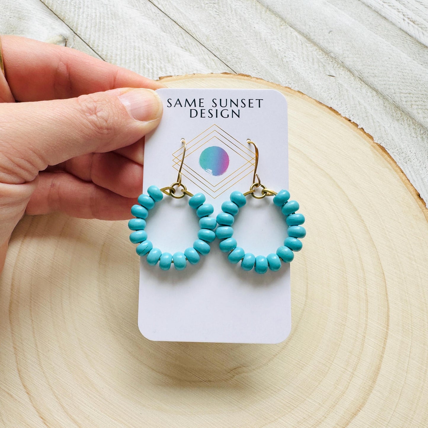 Turquoise Hoop Earrings, Hoop Earrings Gold, Sweet 16 Gift Granddaughter, Birthday Gift Ideas, Tween Jewelry, Western Natural Hippie Boho