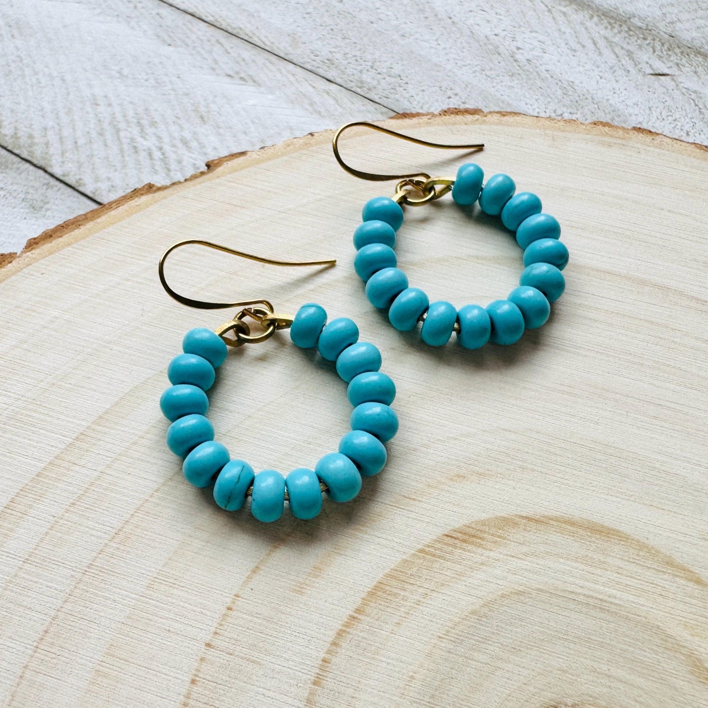 Turquoise Hoop Earrings, Hoop Earrings Gold, Sweet 16 Gift Granddaughter, Birthday Gift Ideas, Tween Jewelry, Western Natural Hippie Boho
