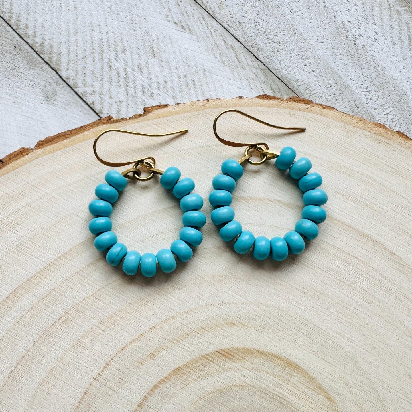 Turquoise Hoop Earrings, Hoop Earrings Gold, Sweet 16 Gift Granddaughter, Birthday Gift Ideas, Tween Jewelry, Western Natural Hippie Boho