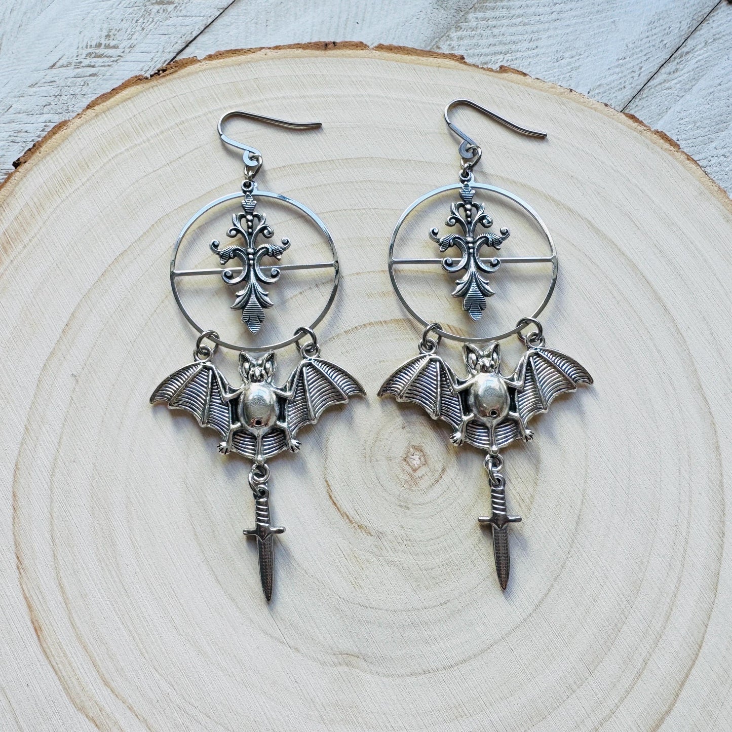 Bat Earrings, Dagger Earrings, Goth Punk Alternative Witchy Jewelry, Gothic Earrings for Women, Trendy Jewelry 2025, Birthday Gift for Mom