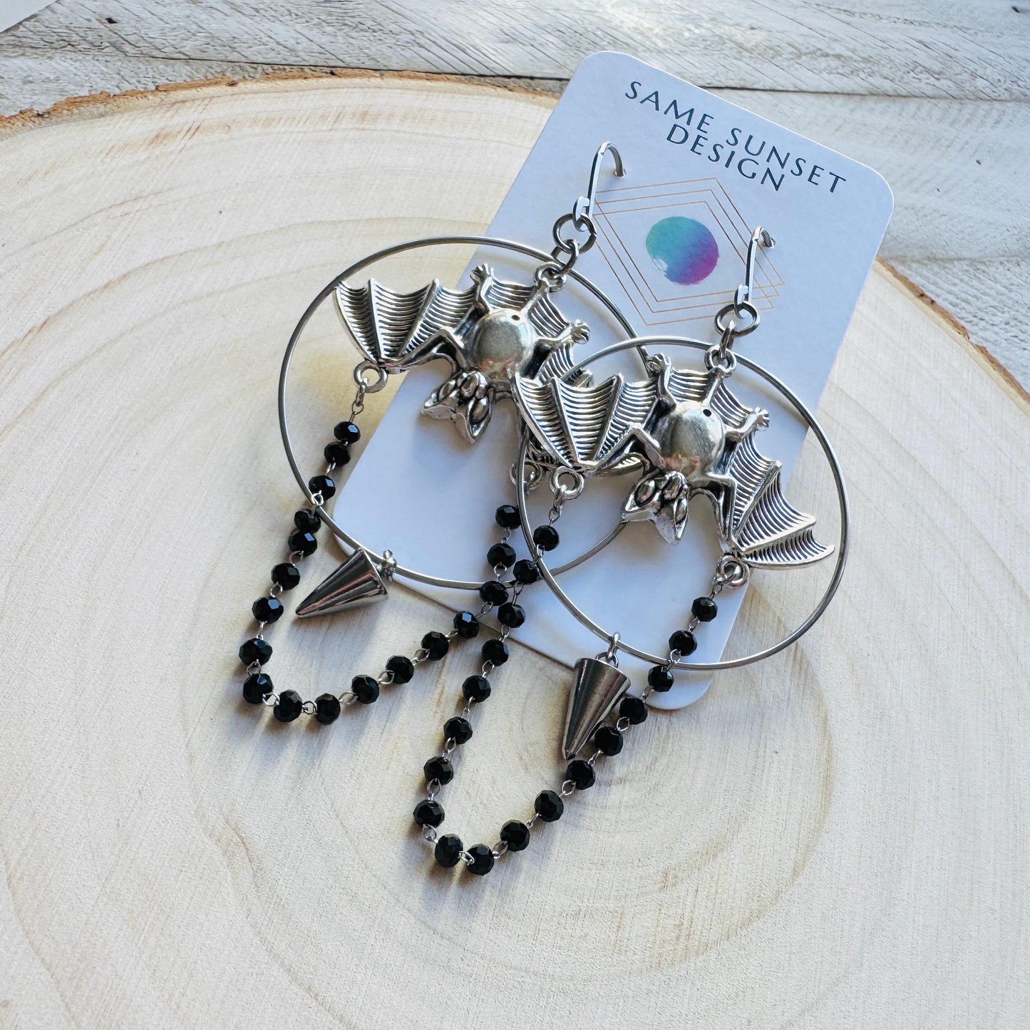 Bat Earrings, Silver Earrings, Spike Earrings, Punk Jewelry, Minimalistic Witchy Jewelry, Gothic Earrings for Women, Birthday Gift for Mom