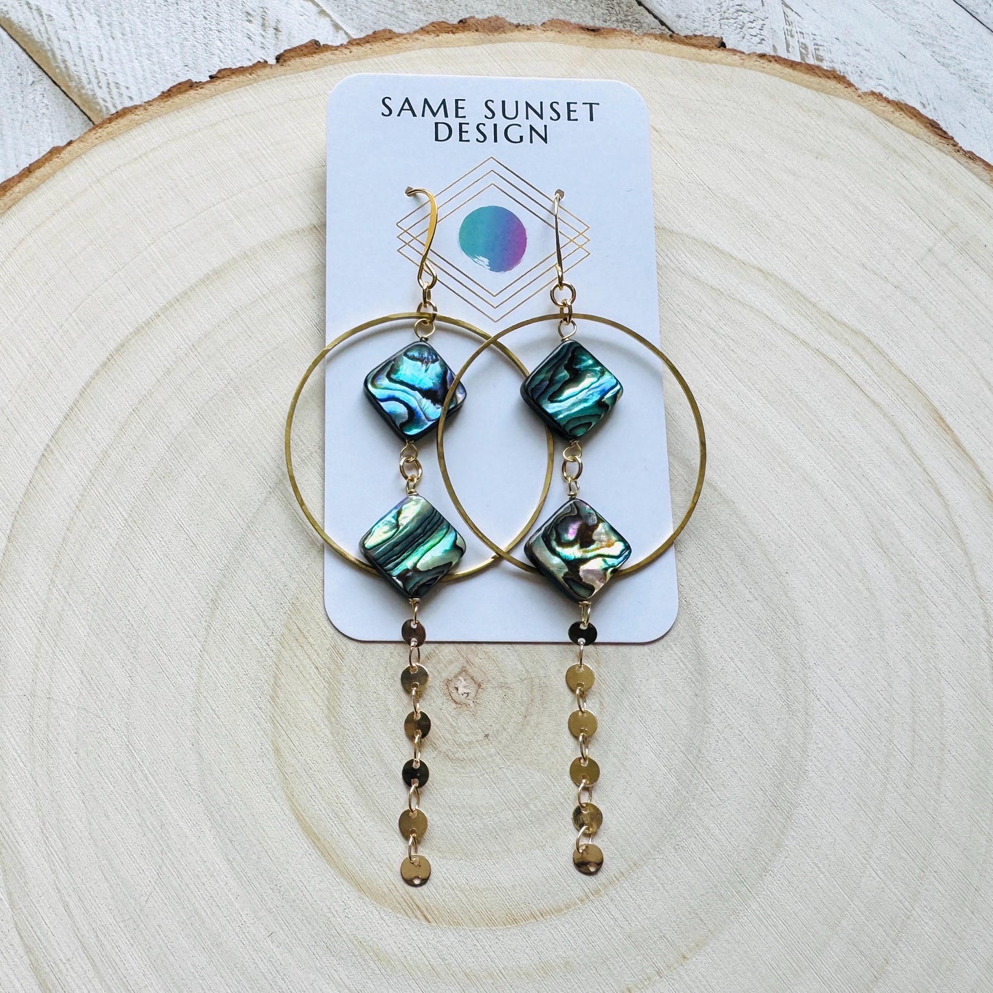 Abalone Earrings, Boho Earrings, Hoop Earrings Gold, Sweet 16 Gift Granddaughter, Western Earrings Gold, Unique Gifts for Women, Elegant