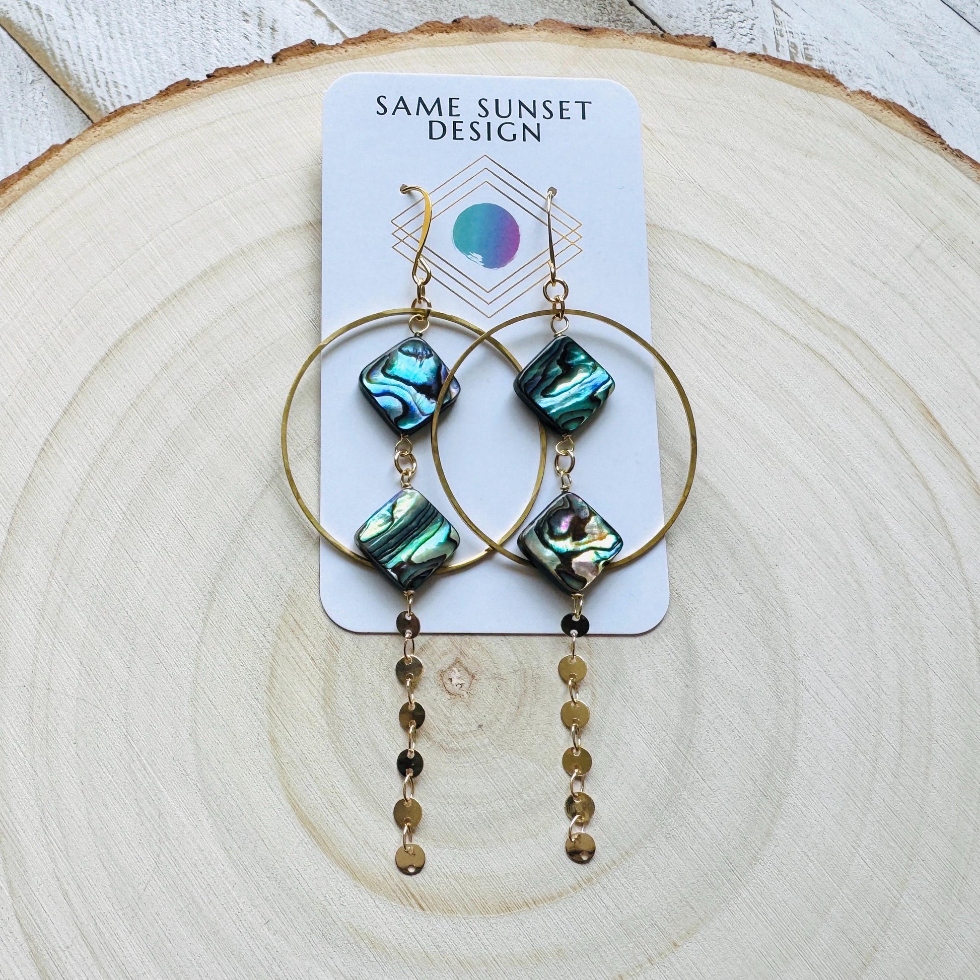 Abalone Earrings, Boho Earrings, Hoop Earrings Gold, Sweet 16 Gift Granddaughter, Western Earrings Gold, Unique Gifts for Women, Elegant