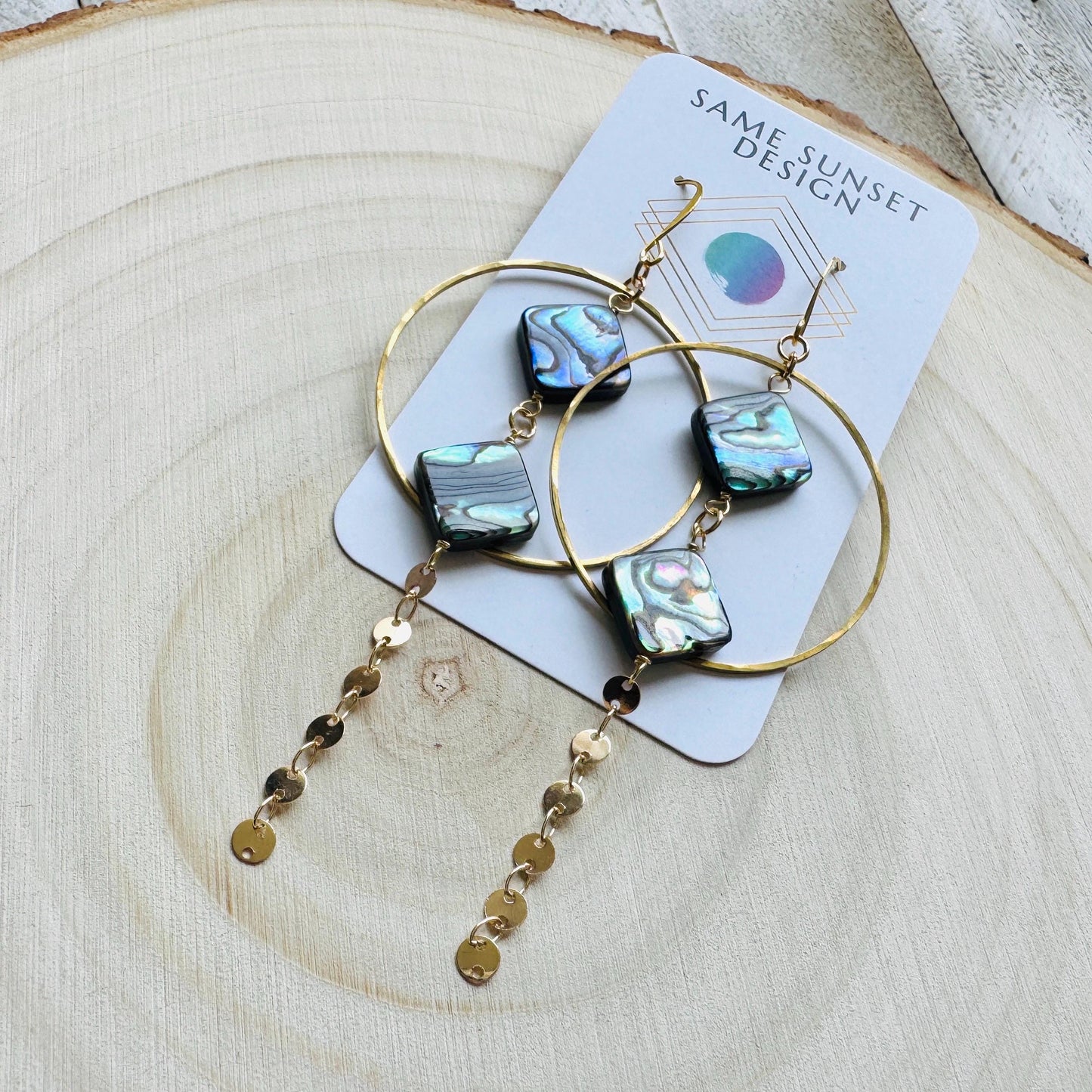 Abalone Earrings, Boho Earrings, Hoop Earrings Gold, Sweet 16 Gift Granddaughter, Western Earrings Gold, Unique Gifts for Women, Elegant