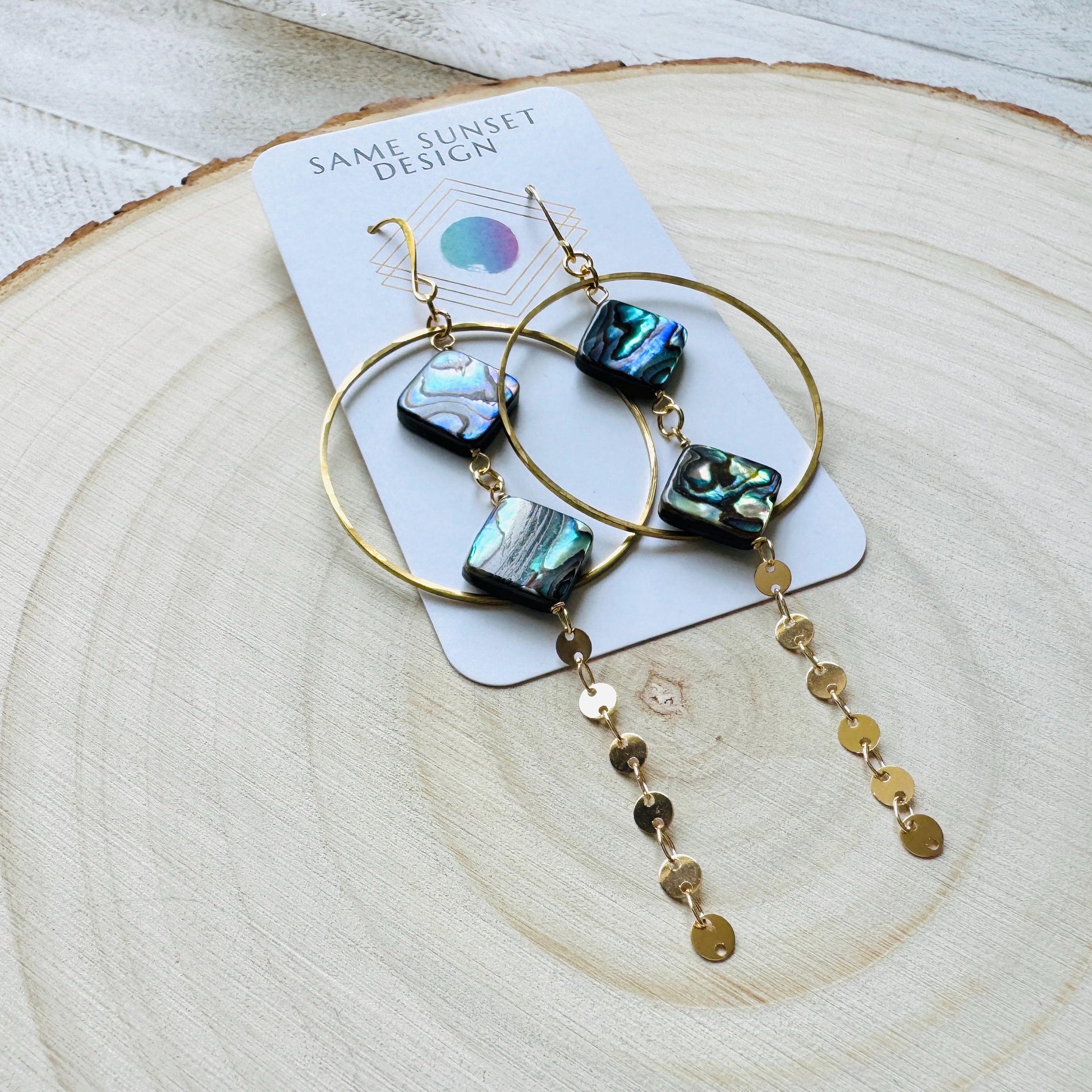 Abalone Earrings, Boho Earrings, Hoop Earrings Gold, Sweet 16 Gift Granddaughter, Western Earrings Gold, Unique Gifts for Women, Elegant