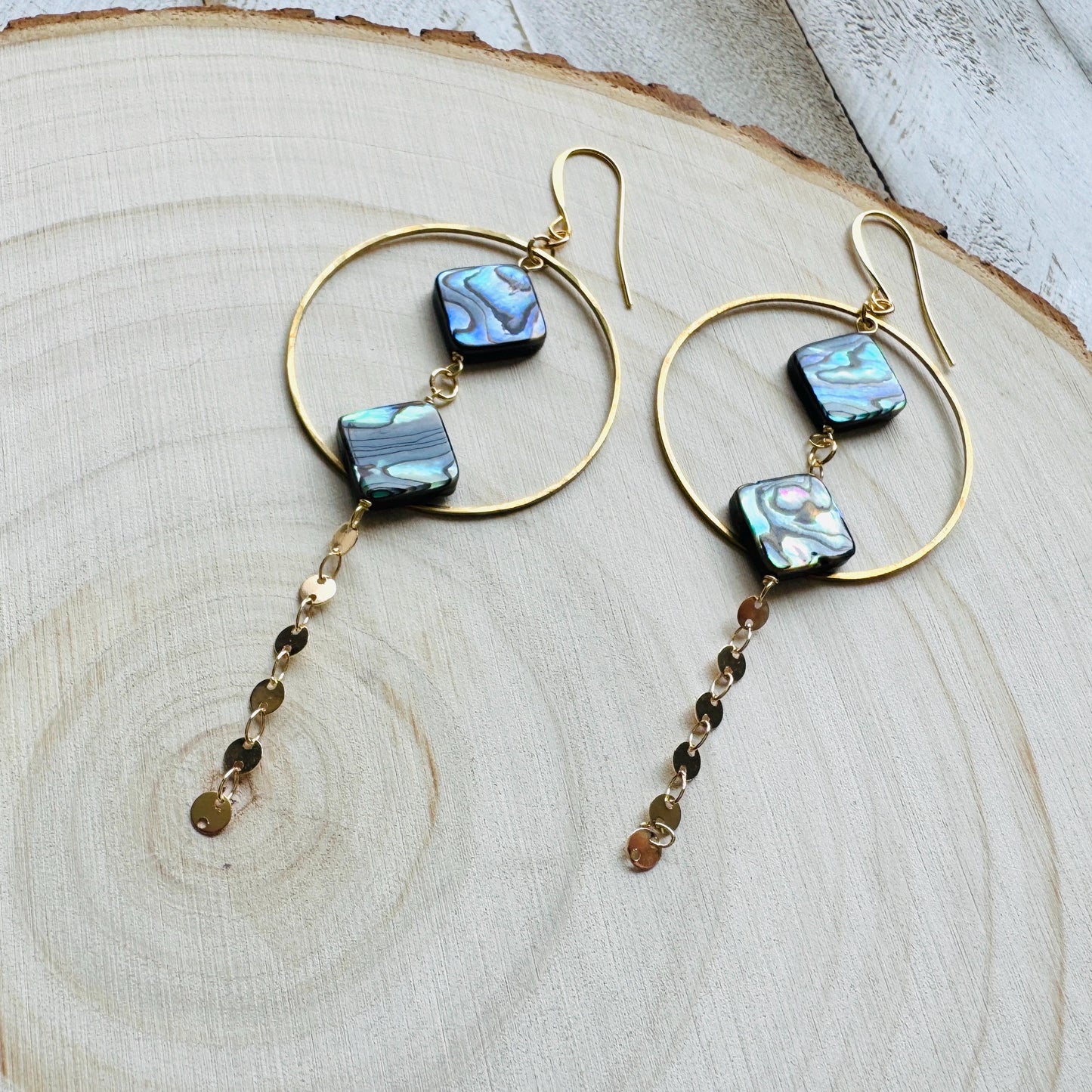 Abalone Earrings, Boho Earrings, Hoop Earrings Gold, Sweet 16 Gift Granddaughter, Western Earrings Gold, Unique Gifts for Women, Elegant