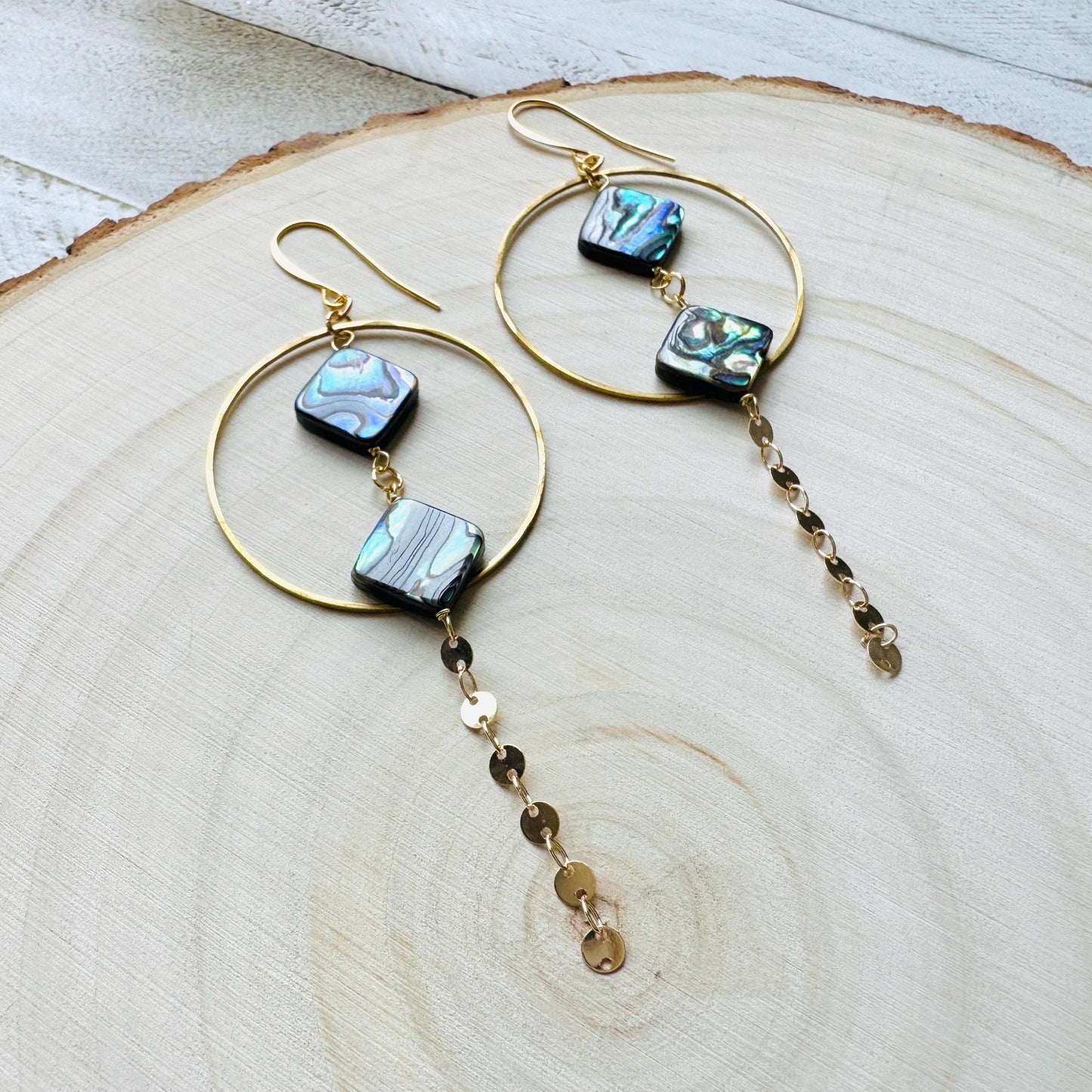 Abalone Earrings, Boho Earrings, Hoop Earrings Gold, Sweet 16 Gift Granddaughter, Western Earrings Gold, Unique Gifts for Women, Elegant