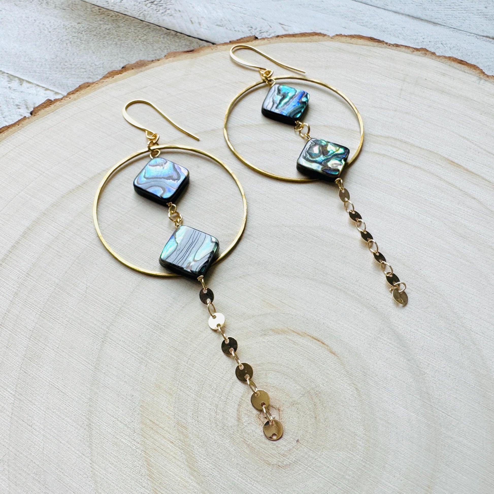 Abalone Earrings, Boho Earrings, Hoop Earrings Gold, Sweet 16 Gift Granddaughter, Western Earrings Gold, Unique Gifts for Women, Elegant