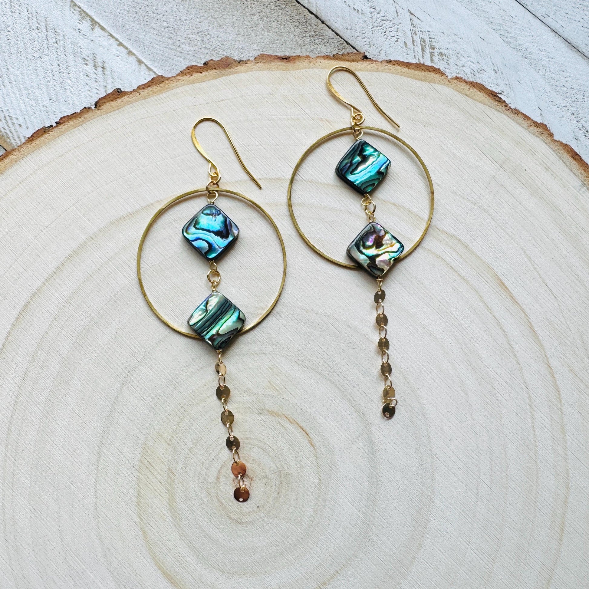 Abalone Earrings, Boho Earrings, Hoop Earrings Gold, Sweet 16 Gift Granddaughter, Western Earrings Gold, Unique Gifts for Women, Elegant