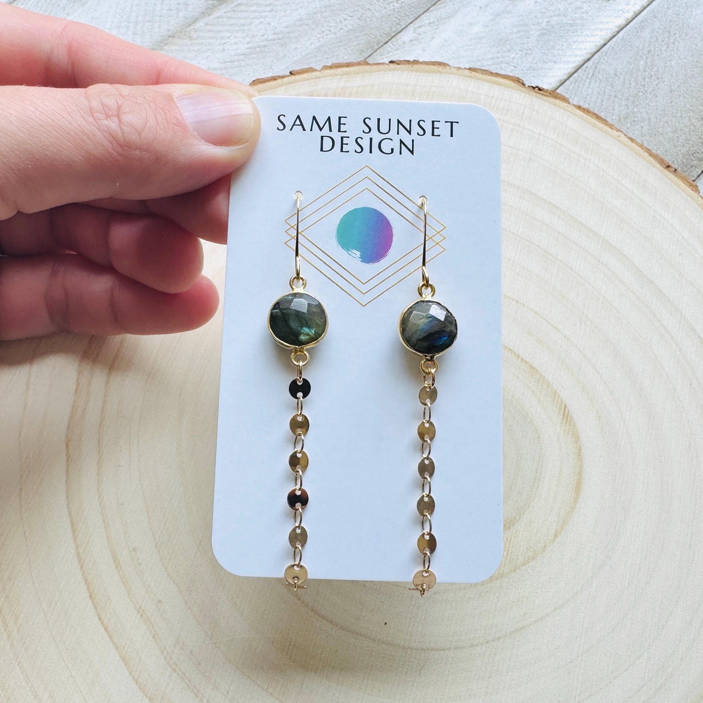 Labradorite Earrings Dangle, Sacral Chakra Healing Crystal Earrings, Positive Energy Gift, Unique Gifts for Women, Birthday Gift Ideas