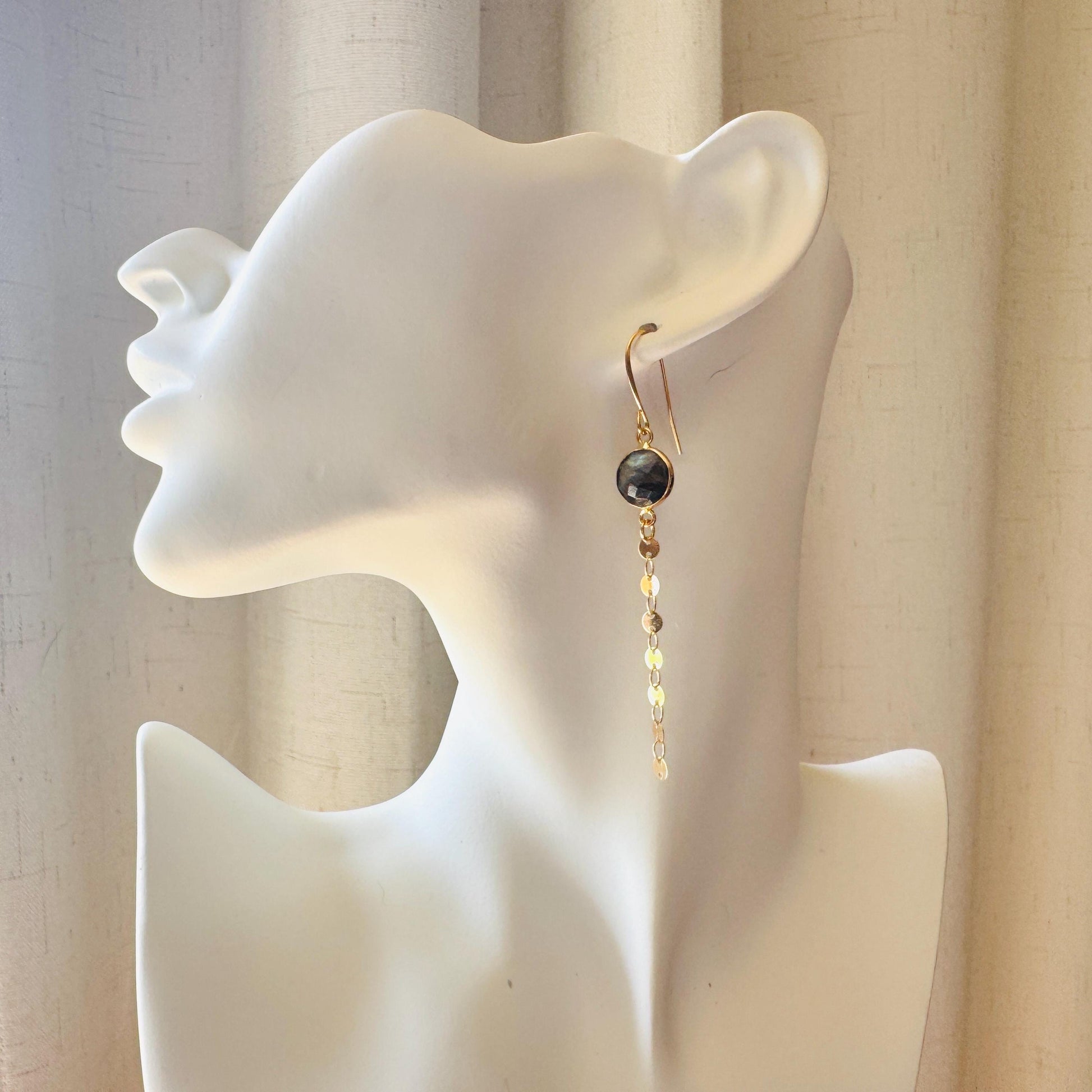 Labradorite Earrings Dangle, Sacral Chakra Healing Crystal Earrings, Positive Energy Gift, Unique Gifts for Women, Birthday Gift Ideas