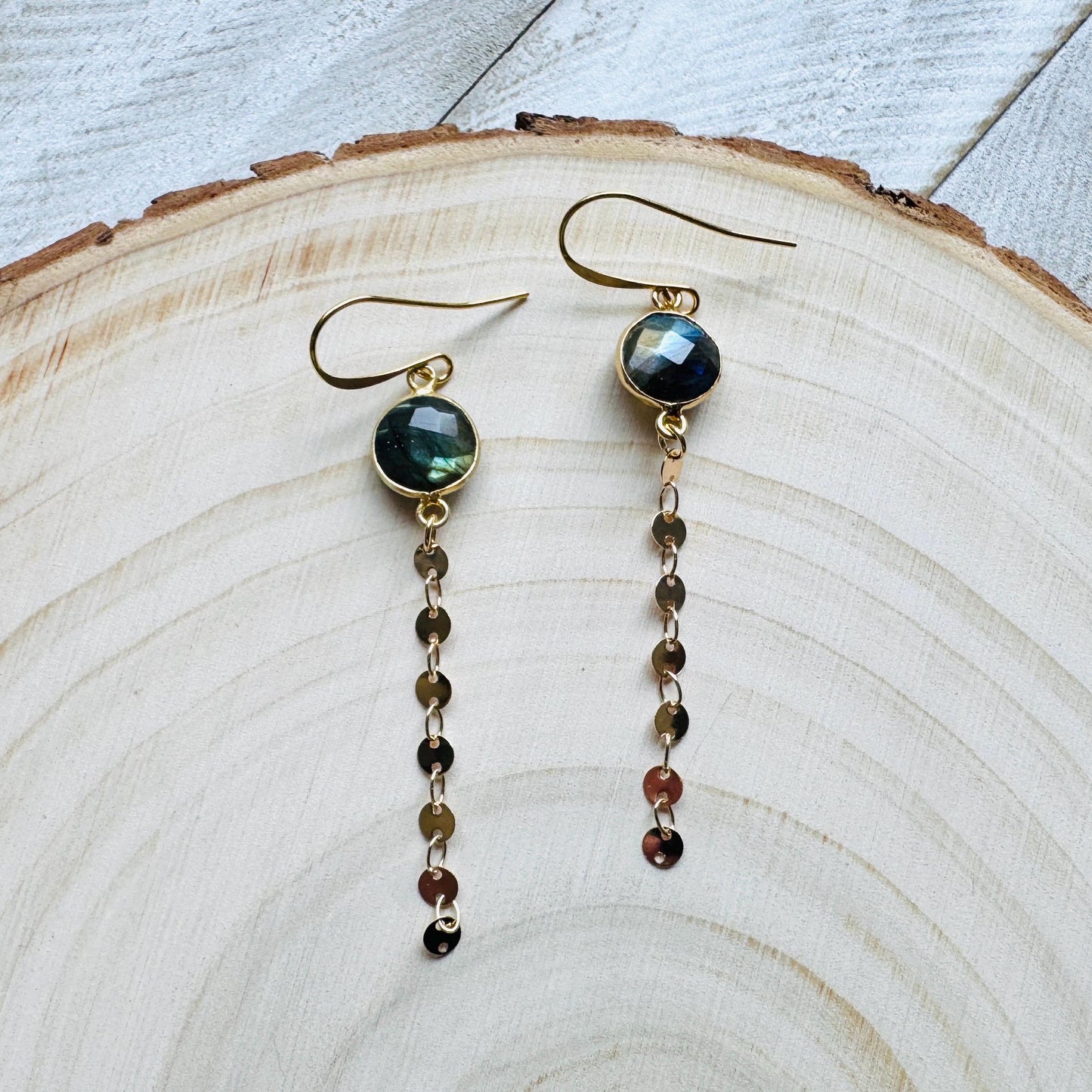 Labradorite Earrings Dangle, Sacral Chakra Healing Crystal Earrings, Positive Energy Gift, Unique Gifts for Women, Birthday Gift Ideas