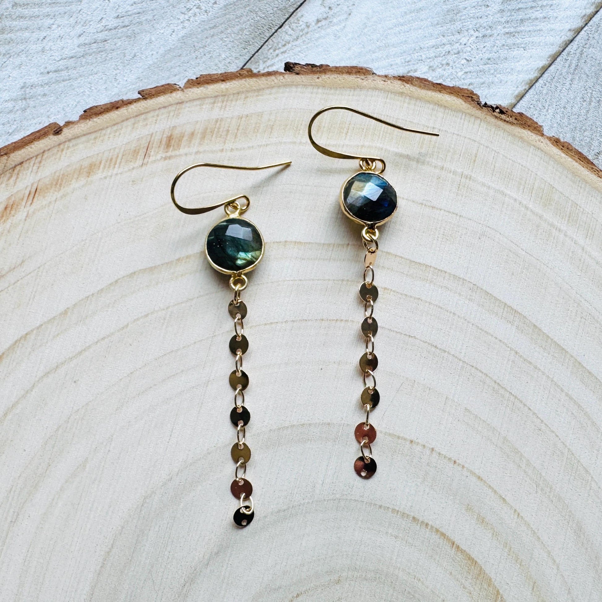 Labradorite Earrings Dangle, Sacral Chakra Healing Crystal Earrings, Positive Energy Gift, Unique Gifts for Women, Birthday Gift Ideas
