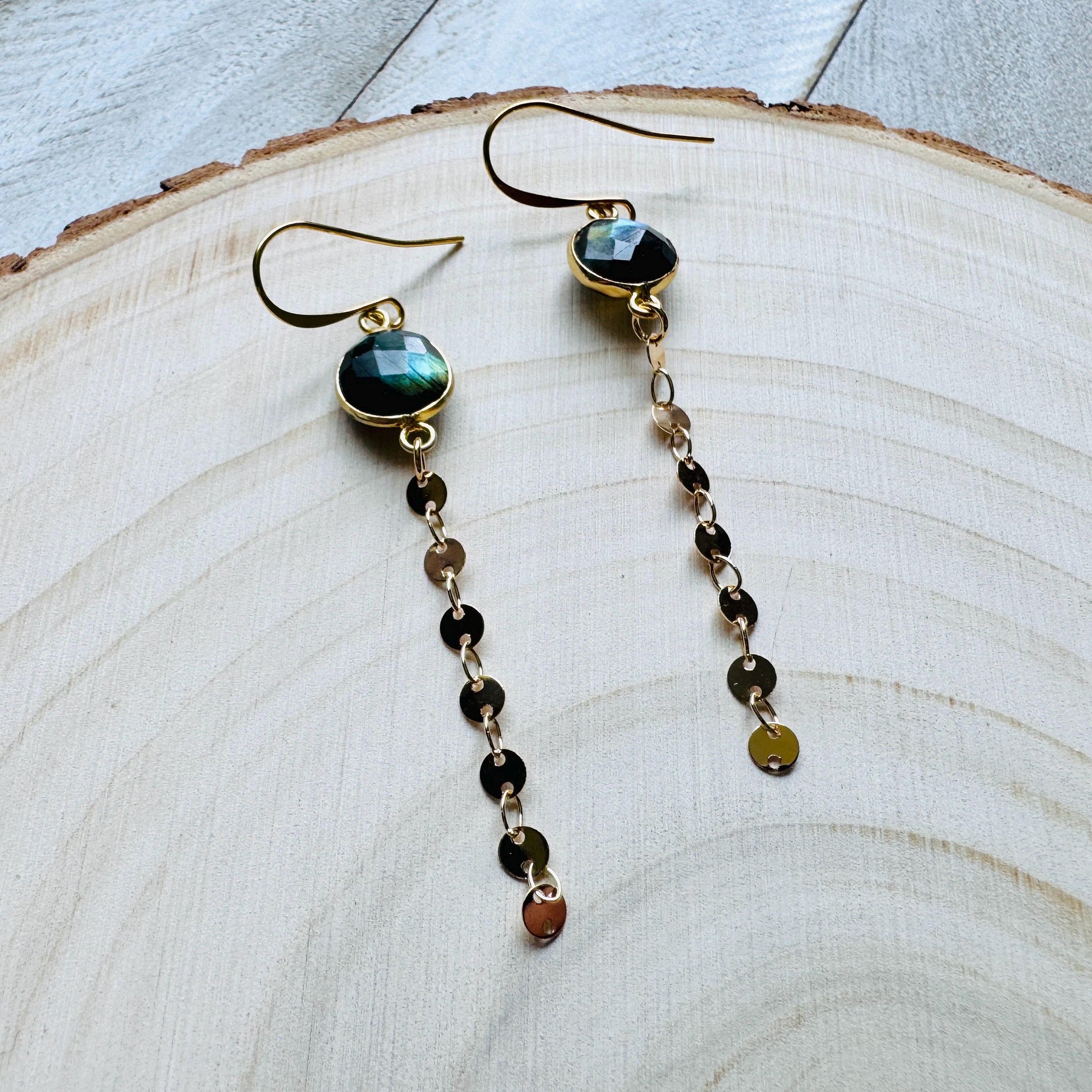 Labradorite Earrings Dangle, Sacral Chakra Healing Crystal Earrings, Positive Energy Gift, Unique Gifts for Women, Birthday Gift Ideas