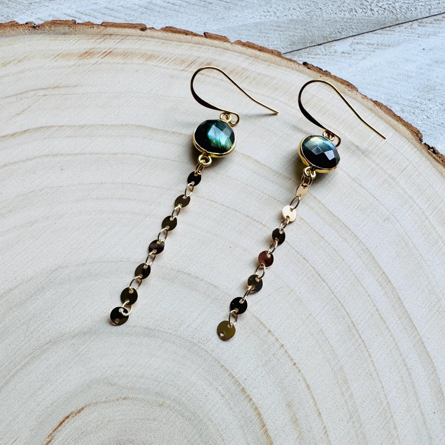 Labradorite Earrings Dangle, Sacral Chakra Healing Crystal Earrings, Positive Energy Gift, Unique Gifts for Women, Birthday Gift Ideas