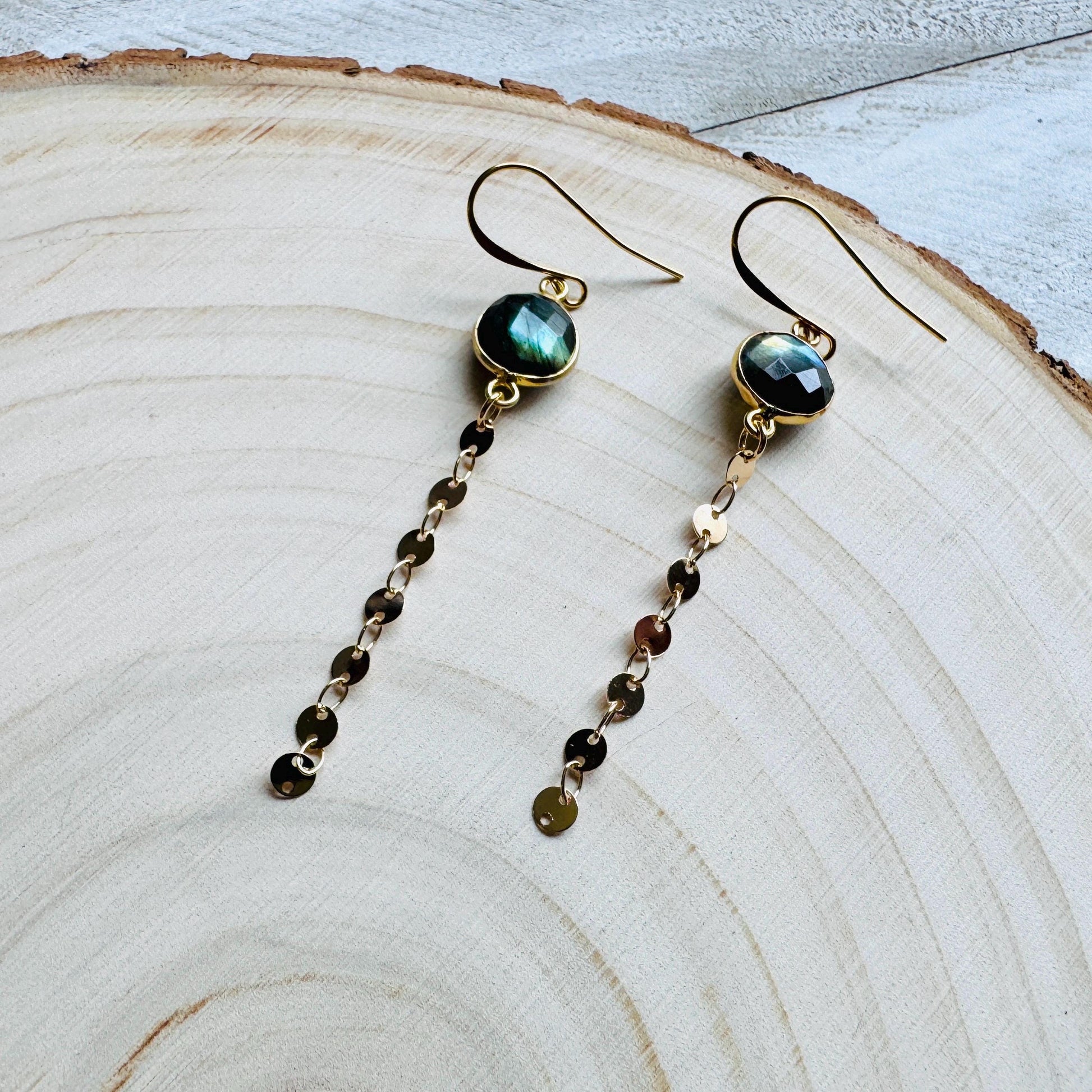 Labradorite Earrings Dangle, Sacral Chakra Healing Crystal Earrings, Positive Energy Gift, Unique Gifts for Women, Birthday Gift Ideas