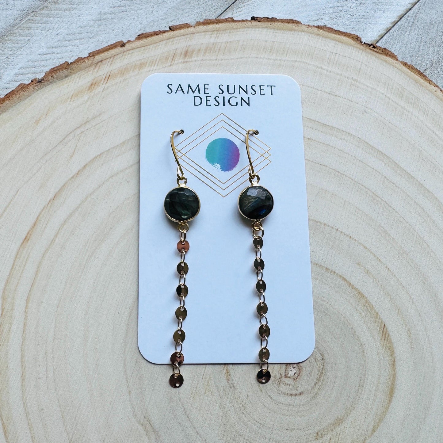 Labradorite Earrings Dangle, Sacral Chakra Healing Crystal Earrings, Positive Energy Gift, Unique Gifts for Women, Birthday Gift Ideas