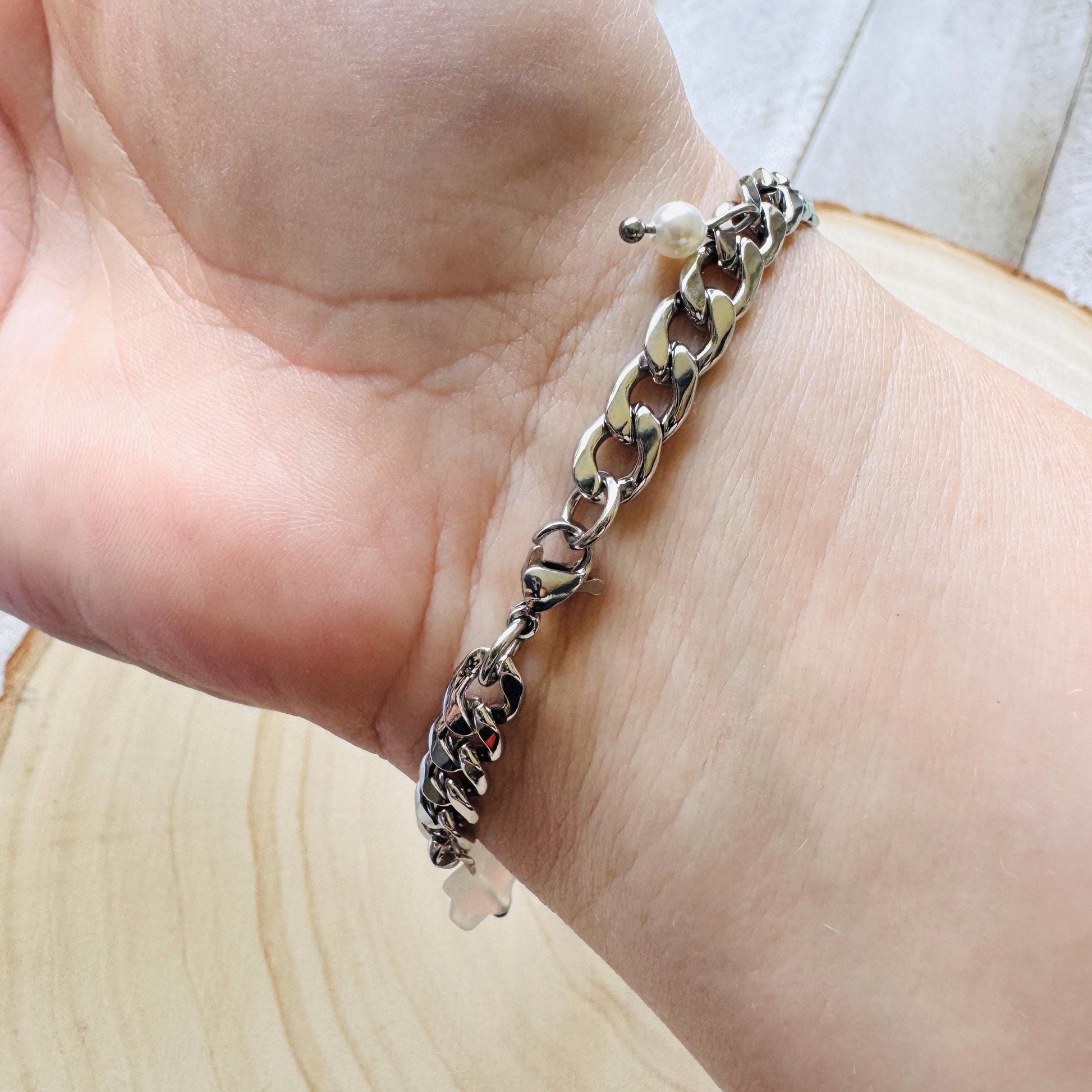 Chain Bracelet, Stainless Steel Bracelet, Punk Bracelet, Goth Bracelet Silver, Spike Bracelet, Graduation Gifts, Nerdy Gifts for Women