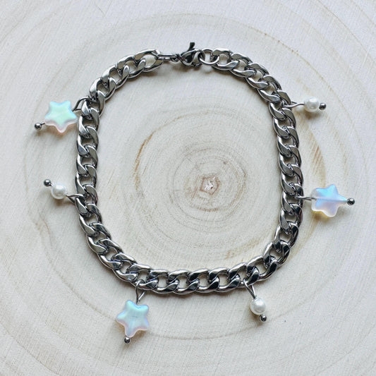 Chain Bracelet, Stainless Steel Bracelet, Punk Bracelet, Goth Bracelet Silver, Spike Bracelet, Graduation Gifts, Nerdy Gifts for Women