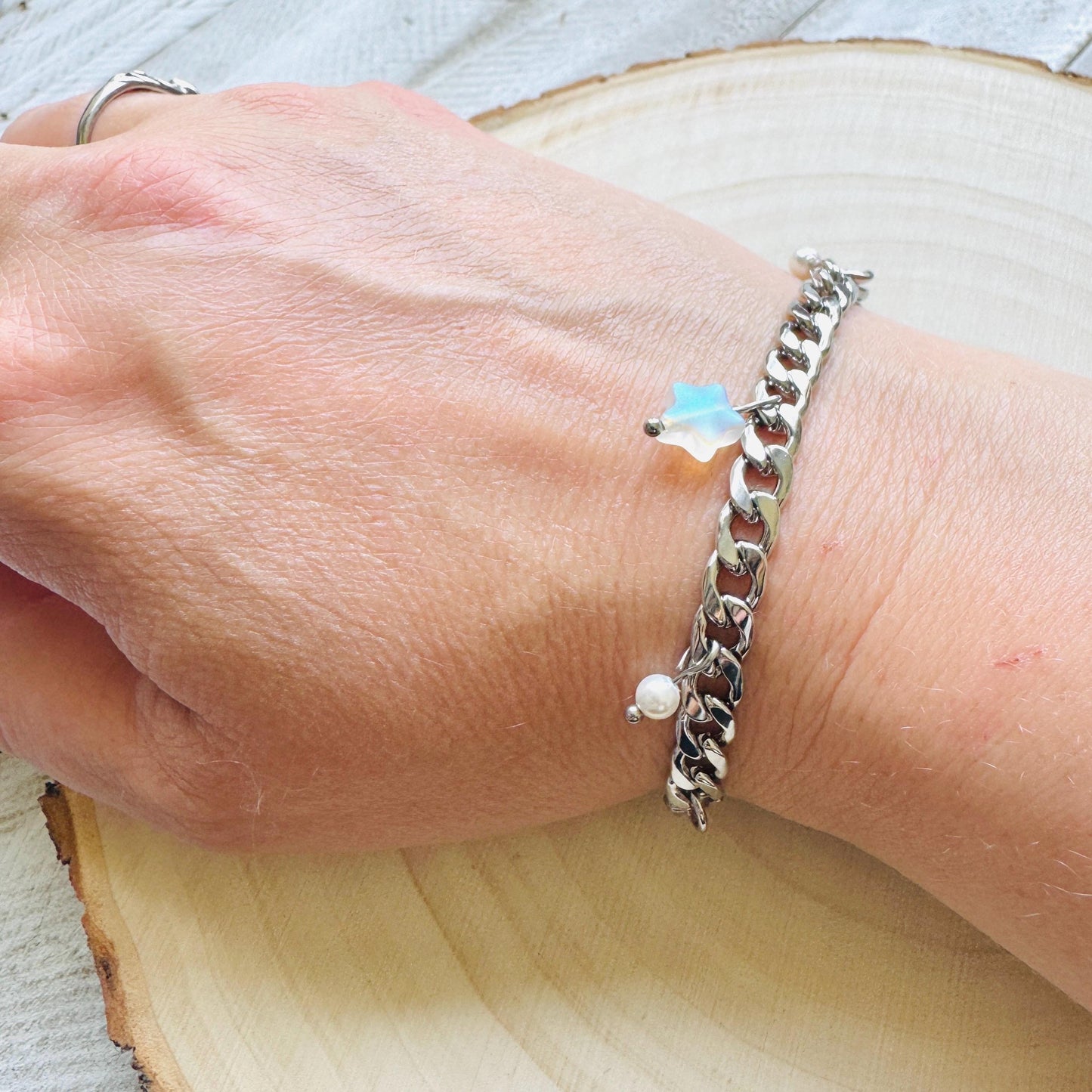 Chain Bracelet, Stainless Steel Bracelet, Punk Bracelet, Goth Bracelet Silver, Spike Bracelet, Graduation Gifts, Nerdy Gifts for Women