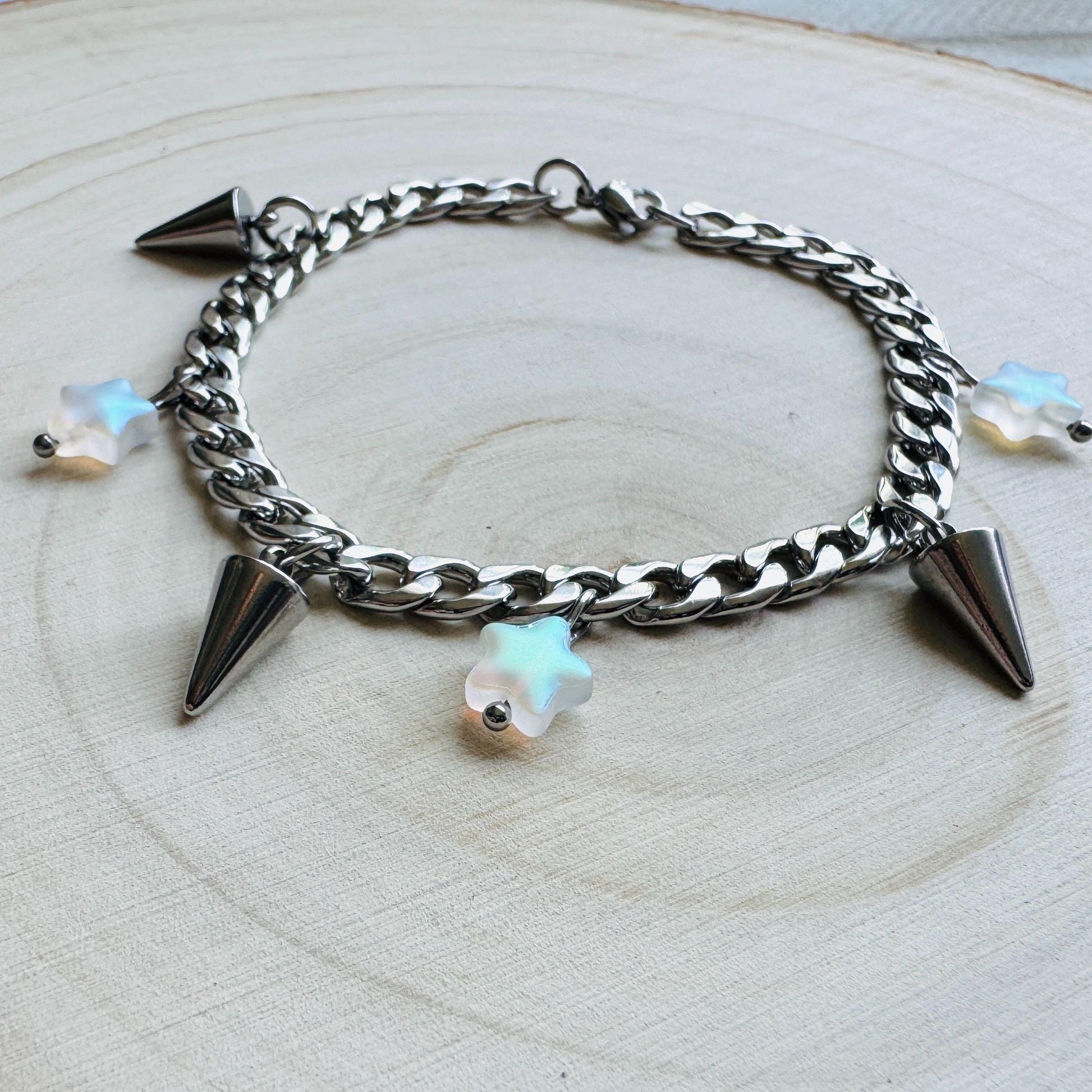 Chain Bracelet, Stainless Steel Bracelet, Punk Bracelet, Goth Bracelet Silver, Spike Bracelet, Graduation Gifts, Friend Gifts For Birthday