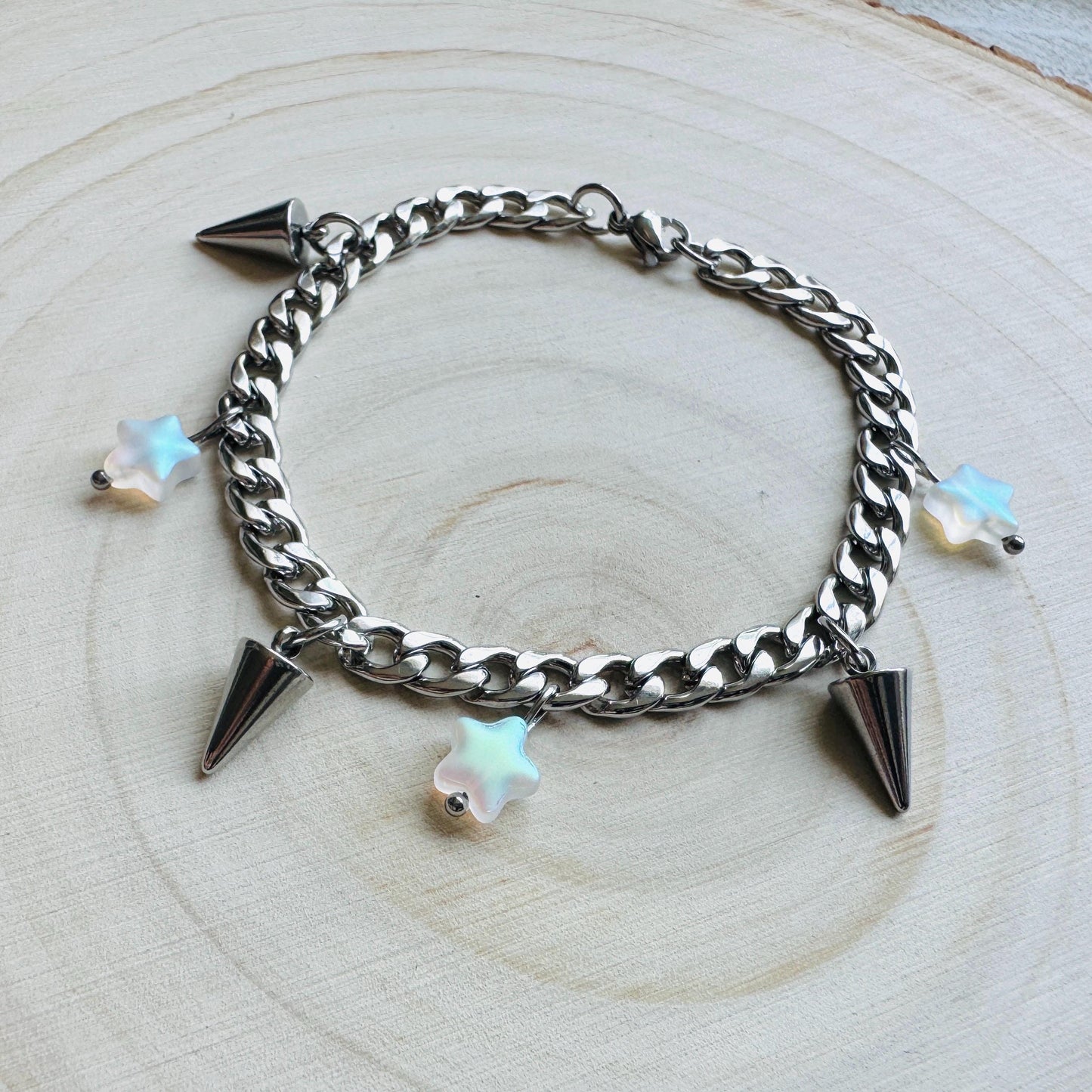 Chain Bracelet, Stainless Steel Bracelet, Punk Bracelet, Goth Bracelet Silver, Spike Bracelet, Graduation Gifts, Friend Gifts For Birthday