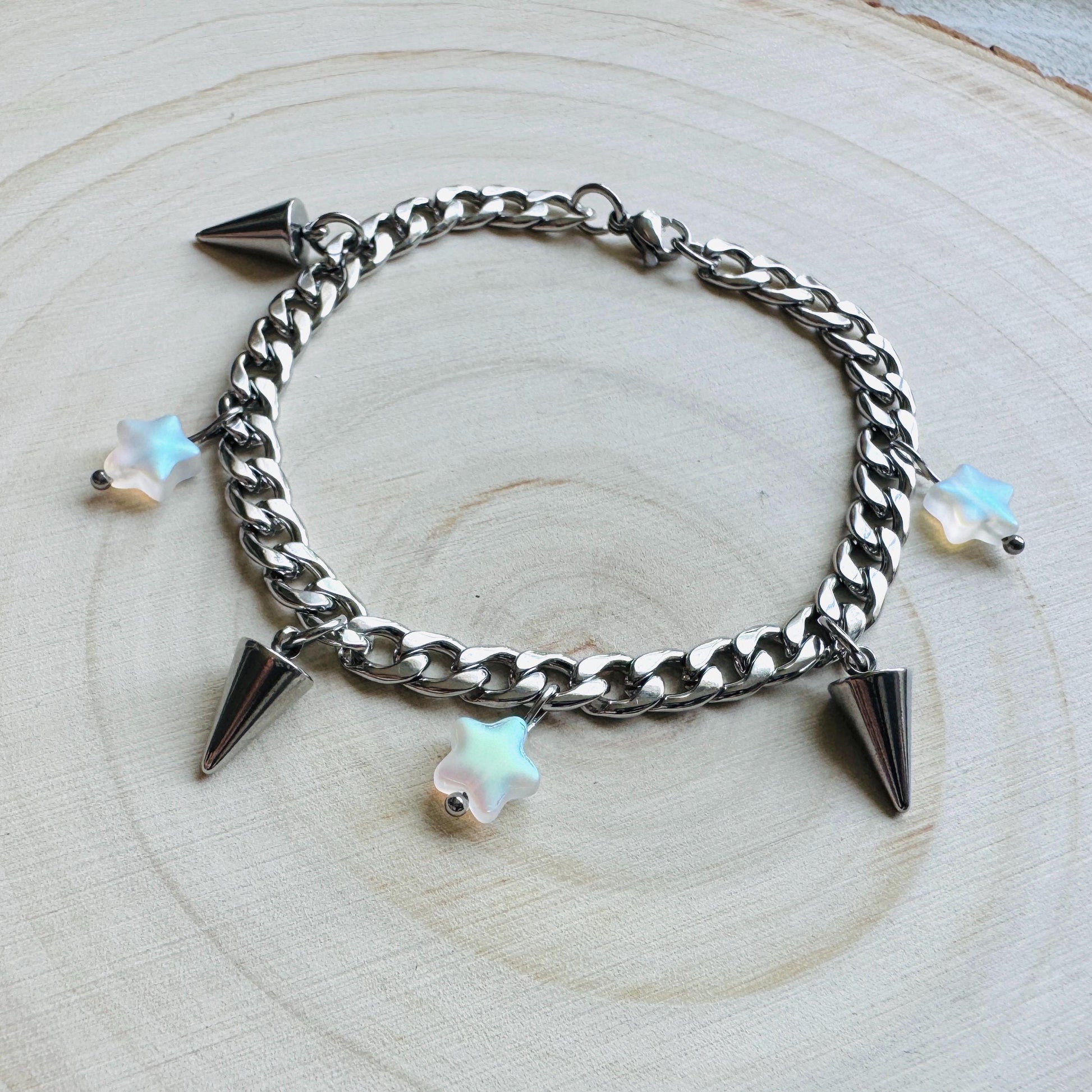 Chain Bracelet, Stainless Steel Bracelet, Punk Bracelet, Goth Bracelet Silver, Spike Bracelet, Graduation Gifts, Friend Gifts For Birthday
