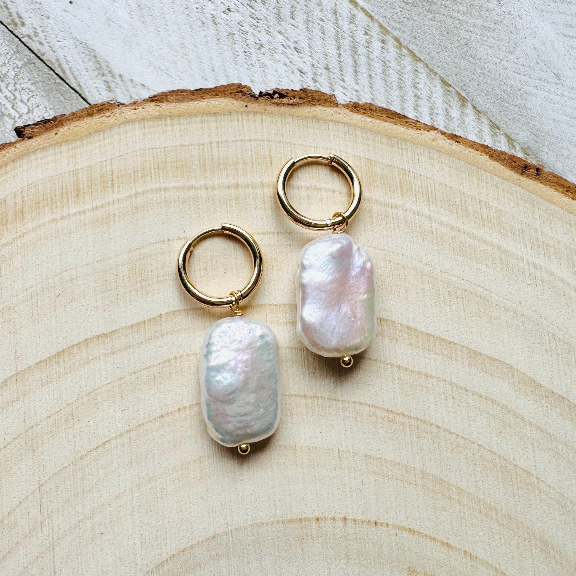 Pearl Earrings Gold Hoop, Huggie Hoop Earrings, Wedding Earrings for Bride, Birthday Gift for Girlfriend, Sweet 16 Gift Granddaughter