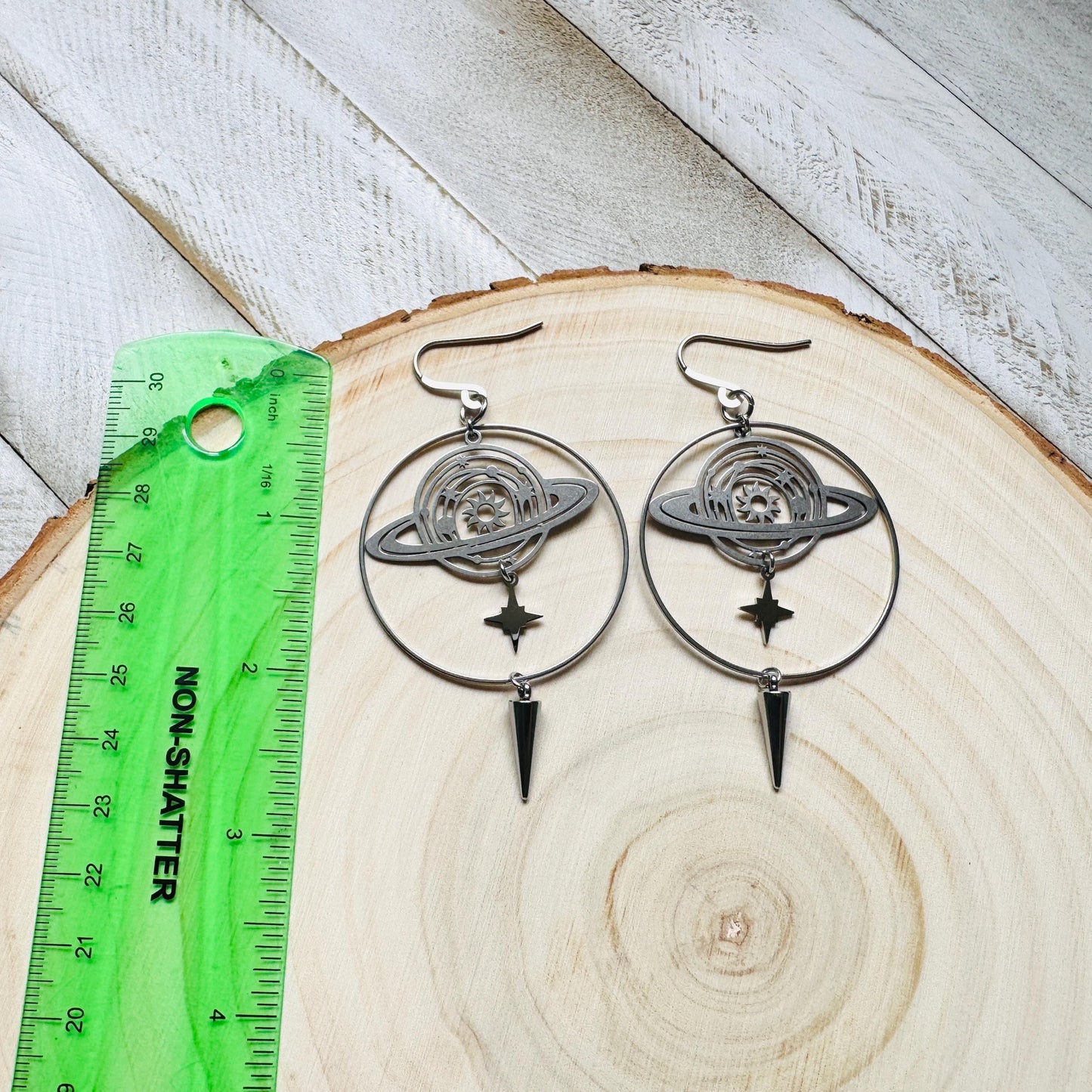 Saturn Earrings, Planet Earrings, Space Earrings, Hoop Earrings Silver, Punk Jewelry, Whimsigoth Earrings, Unique Birthday Gift for Mom