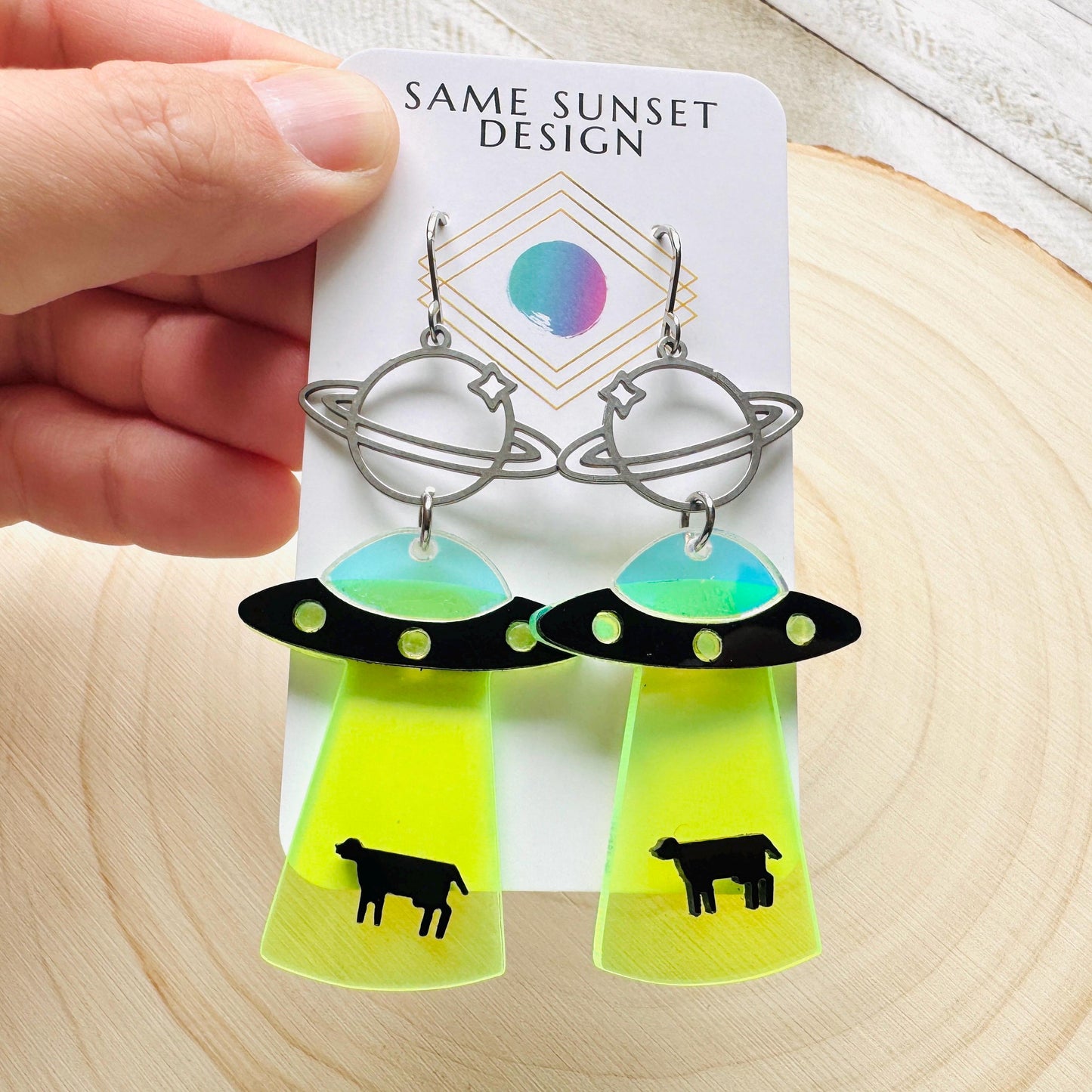UFO Earrings, Alien Earrings, Space Earrings, Festival Jewelry, Nerdy Gifts for Women, Fun Earrings, Birthday Gift for Girlfriend, Trendy