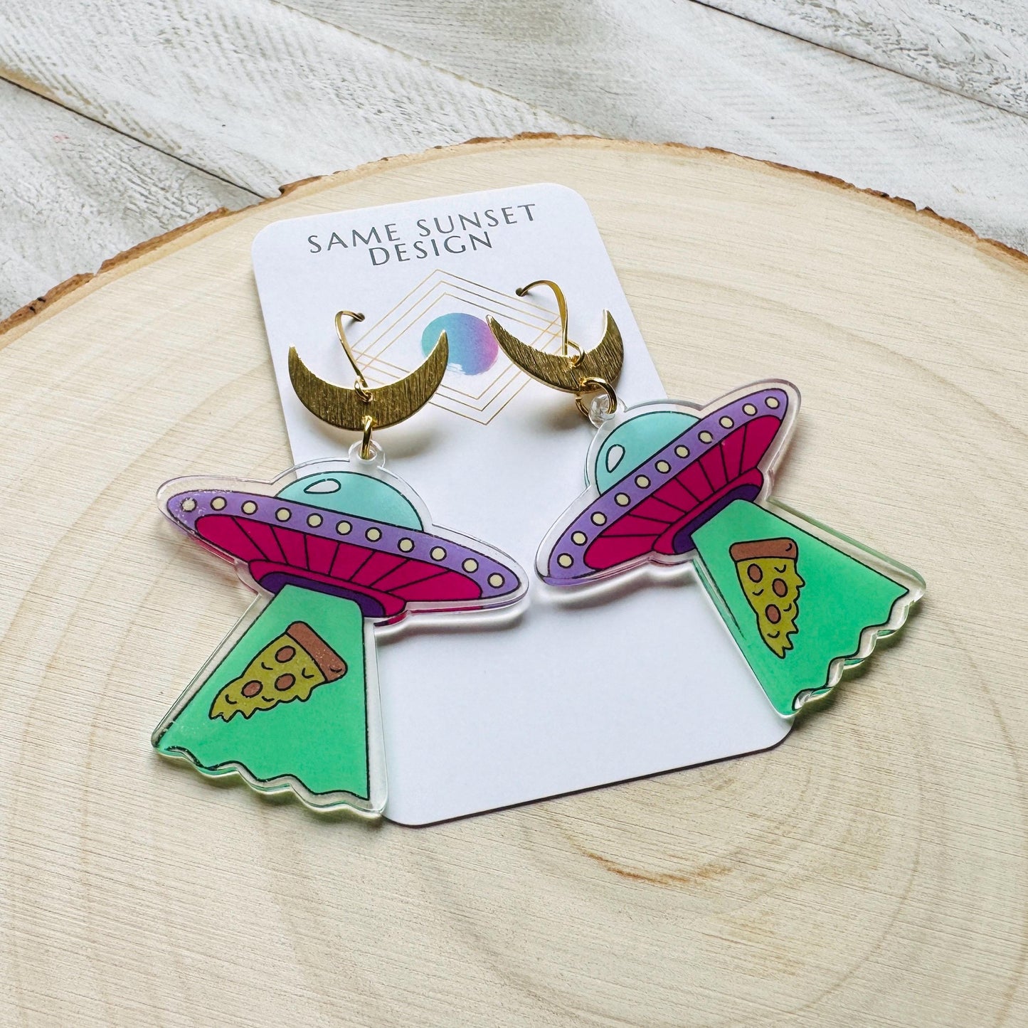 UFO Earrings, Alien Earrings, Space Earrings, Festival Jewelry, Nerdy Gifts for Women, Fun Earrings, Birthday Gift for Girlfriend, Pizza