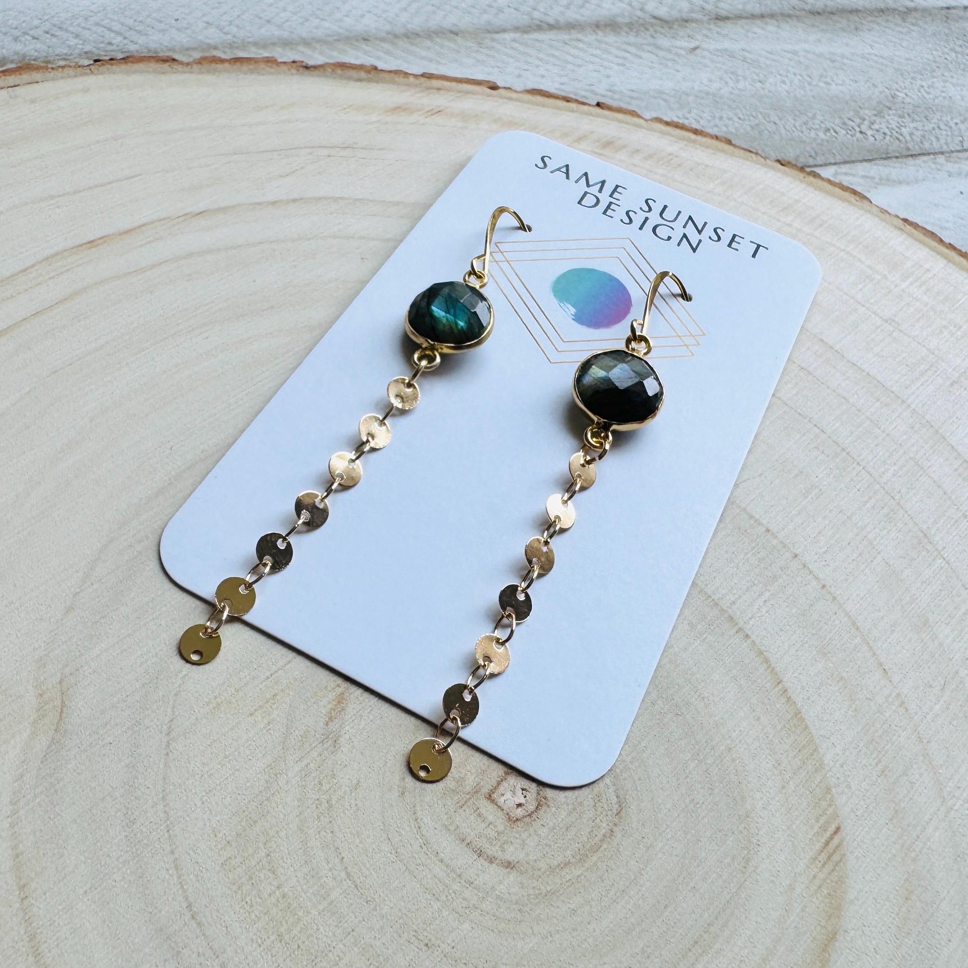 Labradorite Earrings Dangle, Sacral Chakra Healing Crystal Earrings, Positive Energy Gift, Unique Gifts for Women, Birthday Gift Ideas