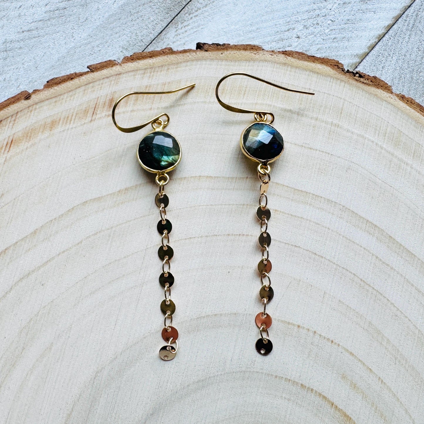 Labradorite Earrings Dangle, Sacral Chakra Healing Crystal Earrings, Positive Energy Gift, Unique Gifts for Women, Birthday Gift Ideas
