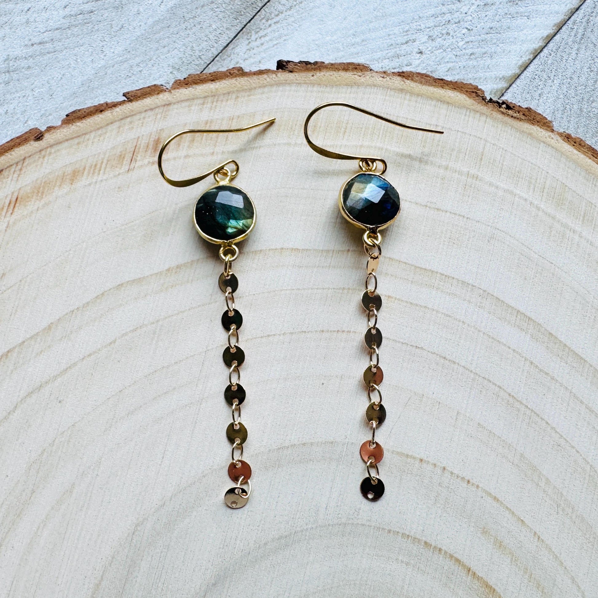Labradorite Earrings Dangle, Sacral Chakra Healing Crystal Earrings, Positive Energy Gift, Unique Gifts for Women, Birthday Gift Ideas