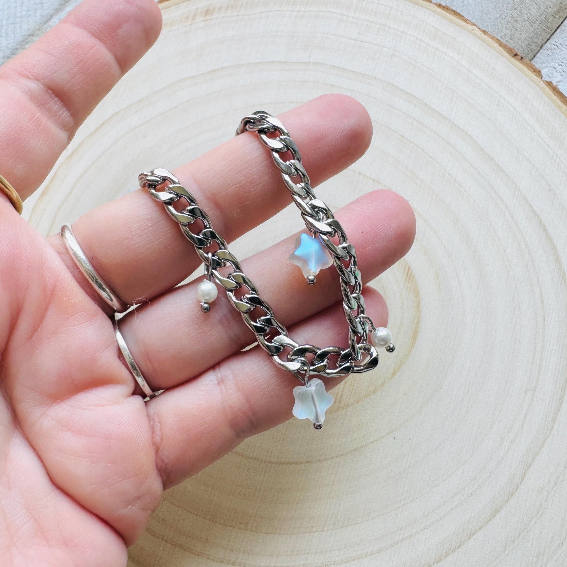 Chain Bracelet, Stainless Steel Bracelet, Punk Bracelet, Goth Bracelet Silver, Spike Bracelet, Graduation Gifts, Nerdy Gifts for Women