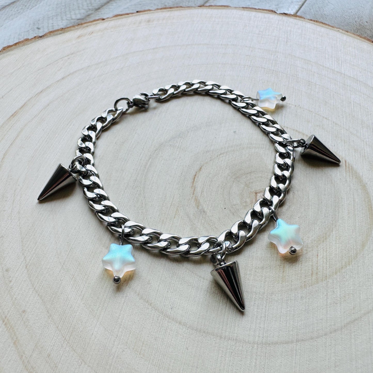 Chain Bracelet, Stainless Steel Bracelet, Punk Bracelet, Goth Bracelet Silver, Spike Bracelet, Graduation Gifts, Friend Gifts For Birthday