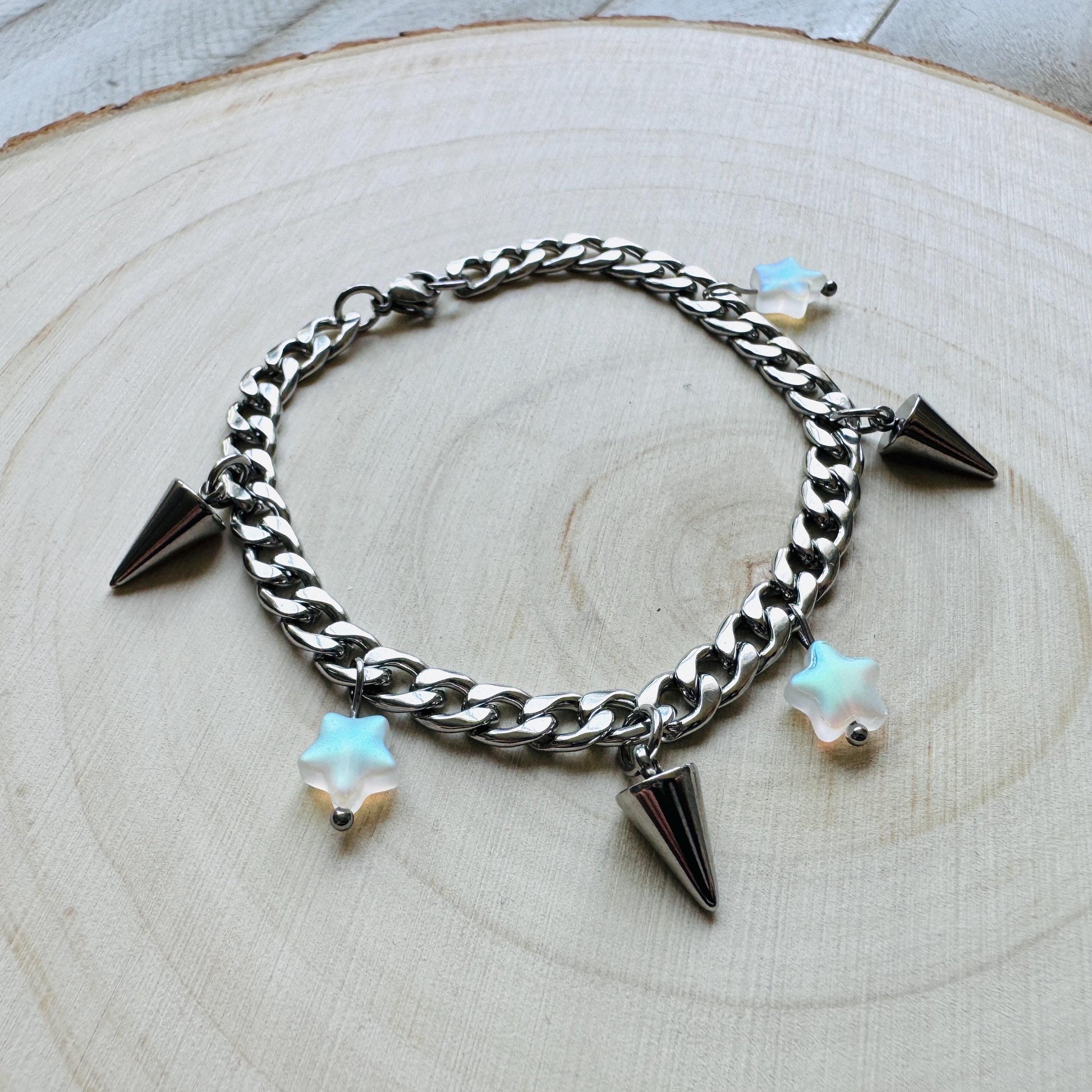 Chain Bracelet, Stainless Steel Bracelet, Punk Bracelet, Goth Bracelet Silver, Spike Bracelet, Graduation Gifts, Friend Gifts For Birthday