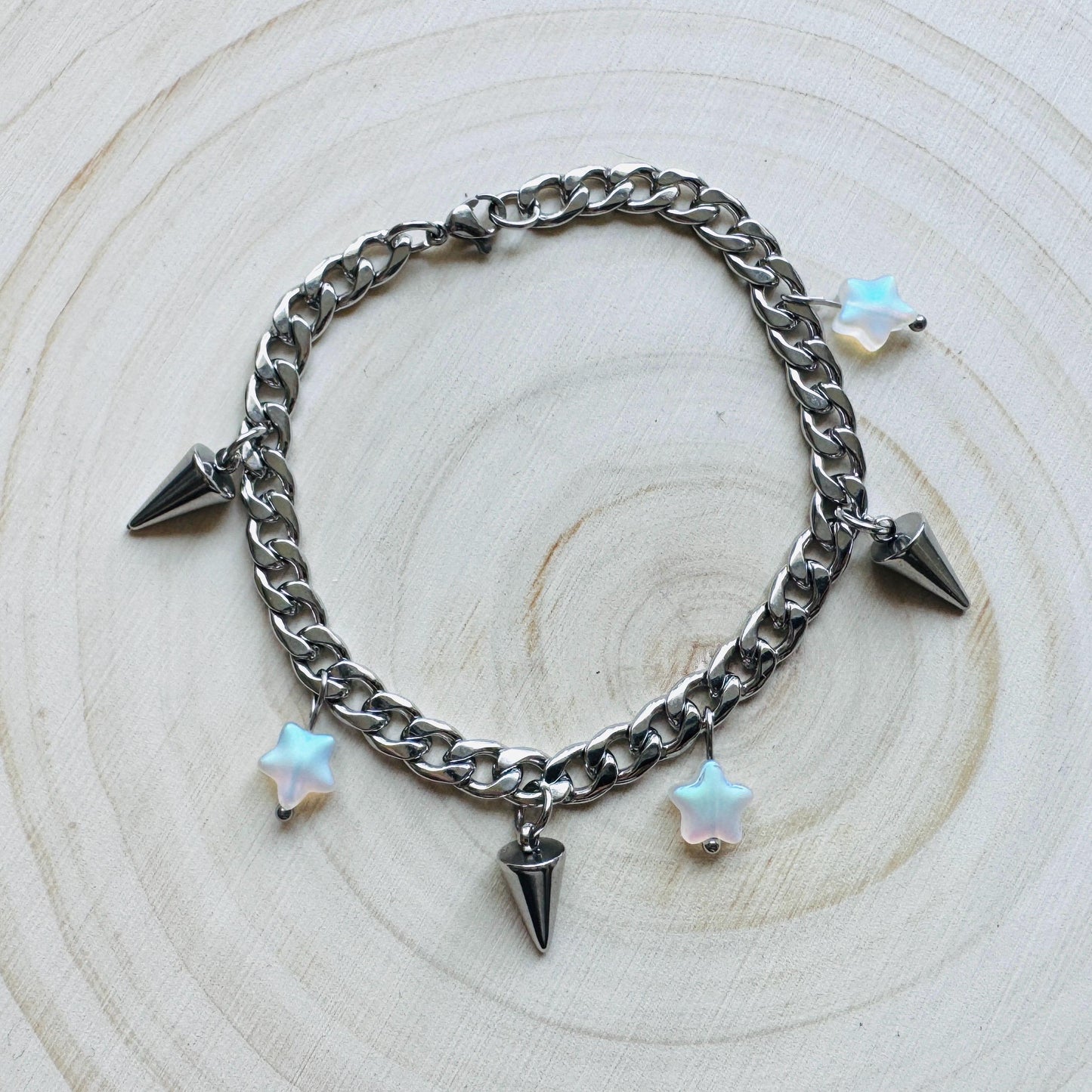 Chain Bracelet, Stainless Steel Bracelet, Punk Bracelet, Goth Bracelet Silver, Spike Bracelet, Graduation Gifts, Friend Gifts For Birthday
