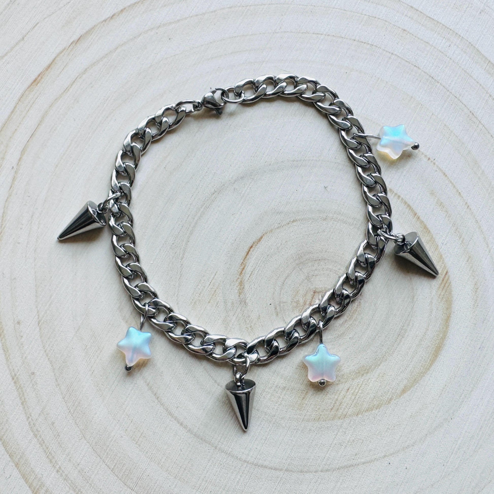 Chain Bracelet, Stainless Steel Bracelet, Punk Bracelet, Goth Bracelet Silver, Spike Bracelet, Graduation Gifts, Friend Gifts For Birthday