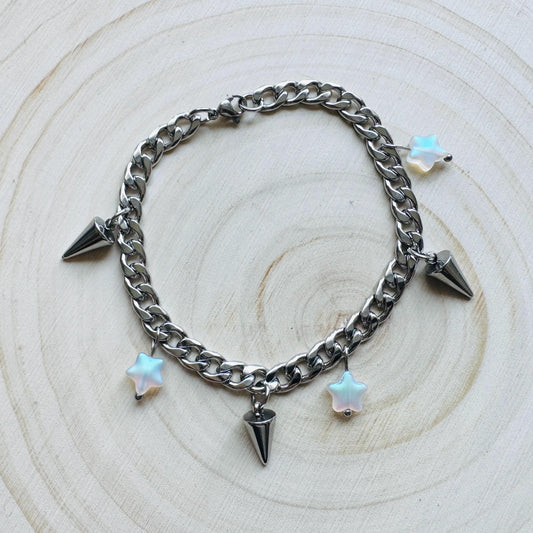 Chain Bracelet, Stainless Steel Bracelet, Punk Bracelet, Goth Bracelet Silver, Spike Bracelet, Graduation Gifts, Friend Gifts For Birthday