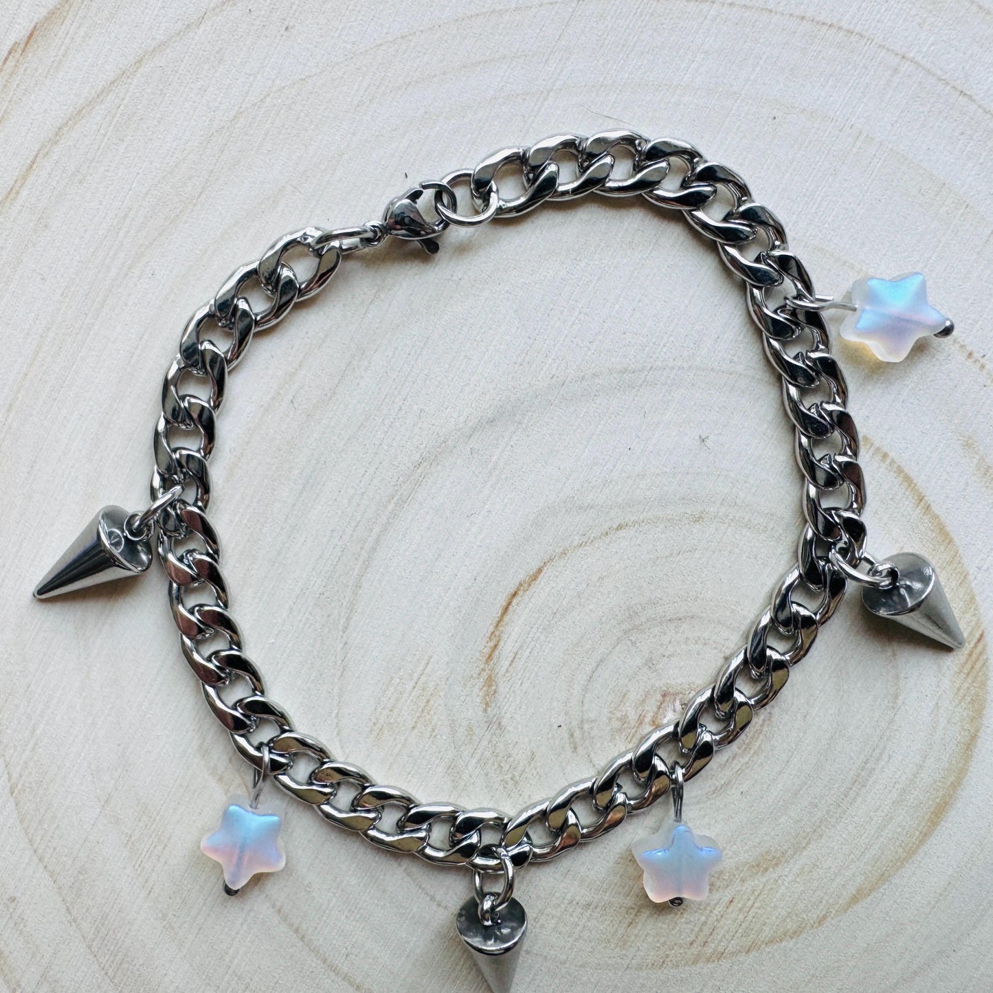 Chain Bracelet, Stainless Steel Bracelet, Punk Bracelet, Goth Bracelet Silver, Spike Bracelet, Graduation Gifts, Friend Gifts For Birthday