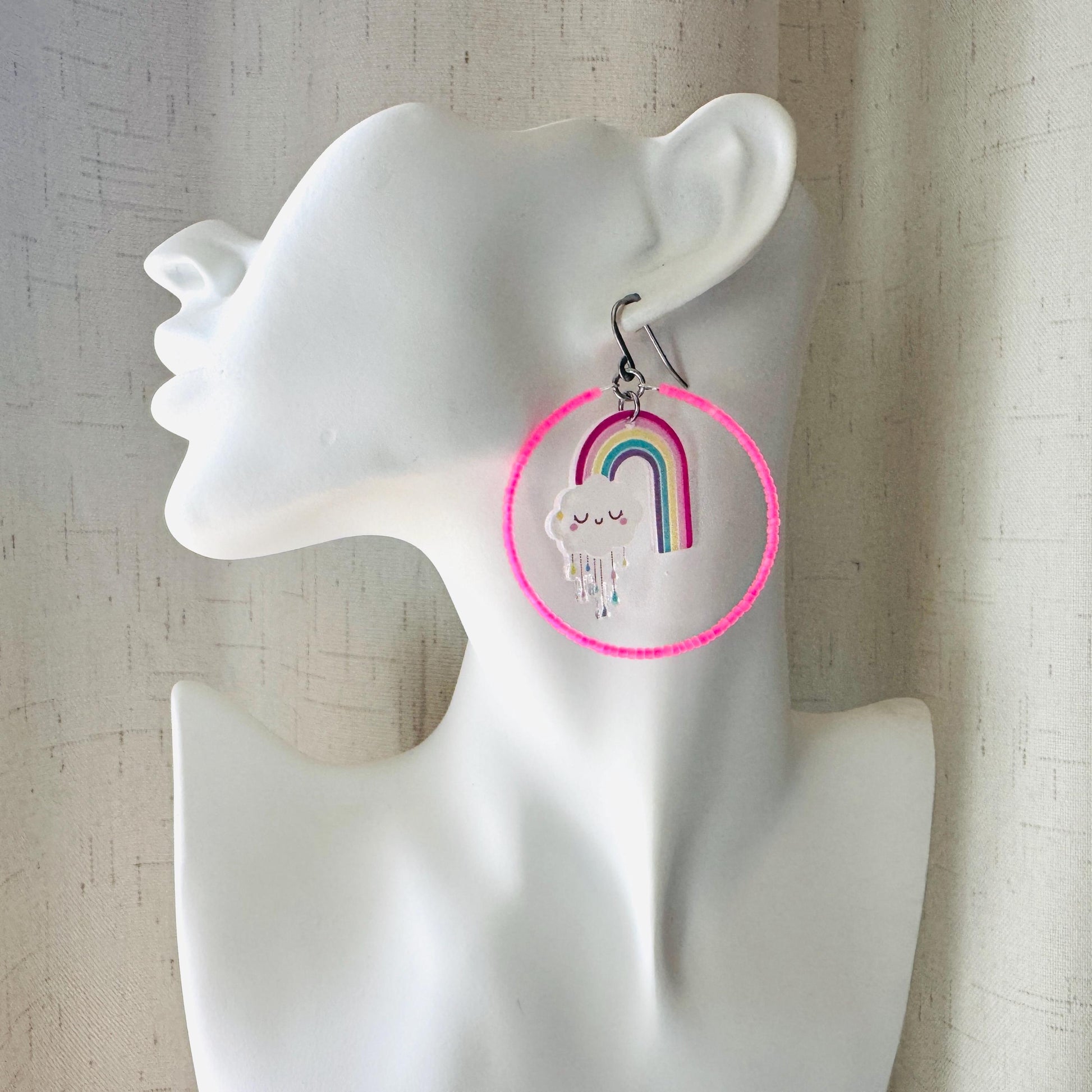 Rainbow Earrings Dangle, Cloud Earrings, Vacation Earrings, Festival Jewelry, Sweet 16 Gift Granddaughter, Unique Gifts for Teachers