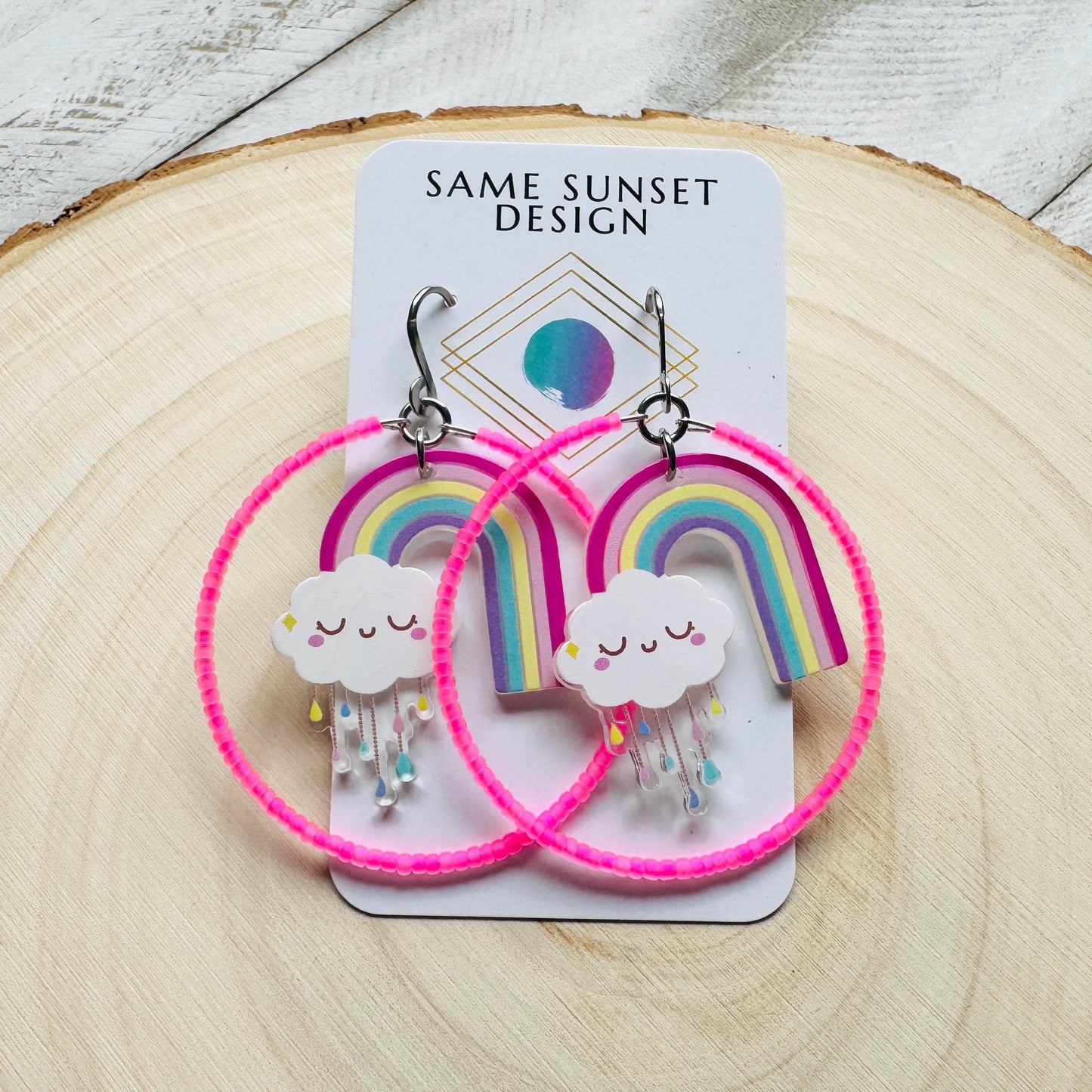 Rainbow Earrings Dangle, Cloud Earrings, Vacation Earrings, Festival Jewelry, Sweet 16 Gift Granddaughter, Unique Gifts for Teachers