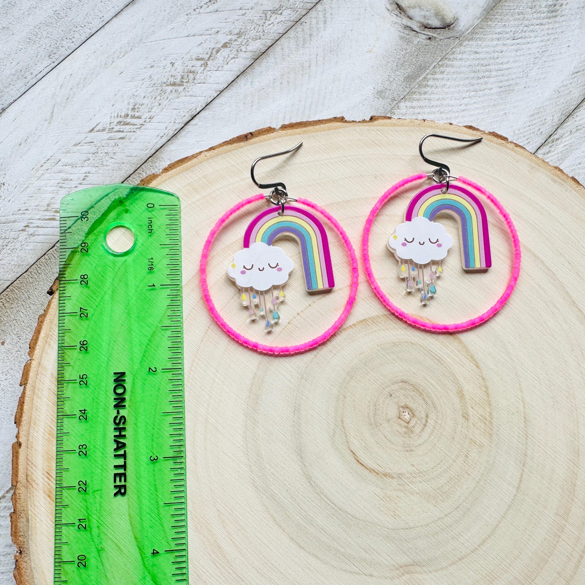 Rainbow Earrings Dangle, Cloud Earrings, Vacation Earrings, Festival Jewelry, Sweet 16 Gift Granddaughter, Unique Gifts for Teachers