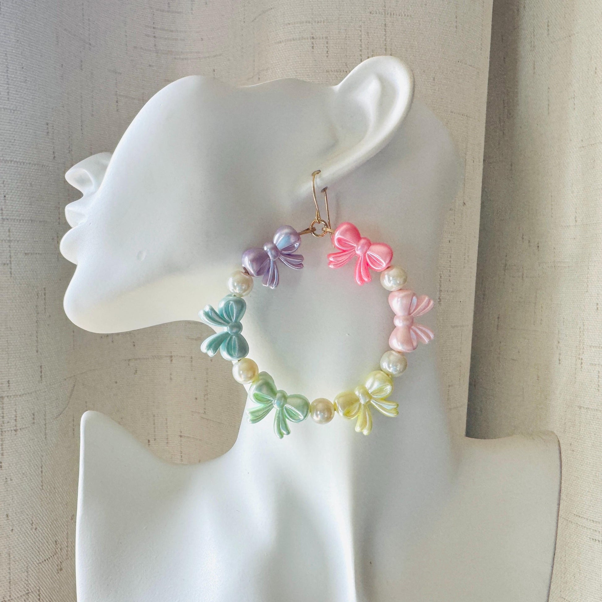 Bow Earrings, Faux Pearl Earrings, Coquette, Geometric Jewelry, Unique Gifts for Women Who Have Everything, Sweet 16 Gift Granddaughter