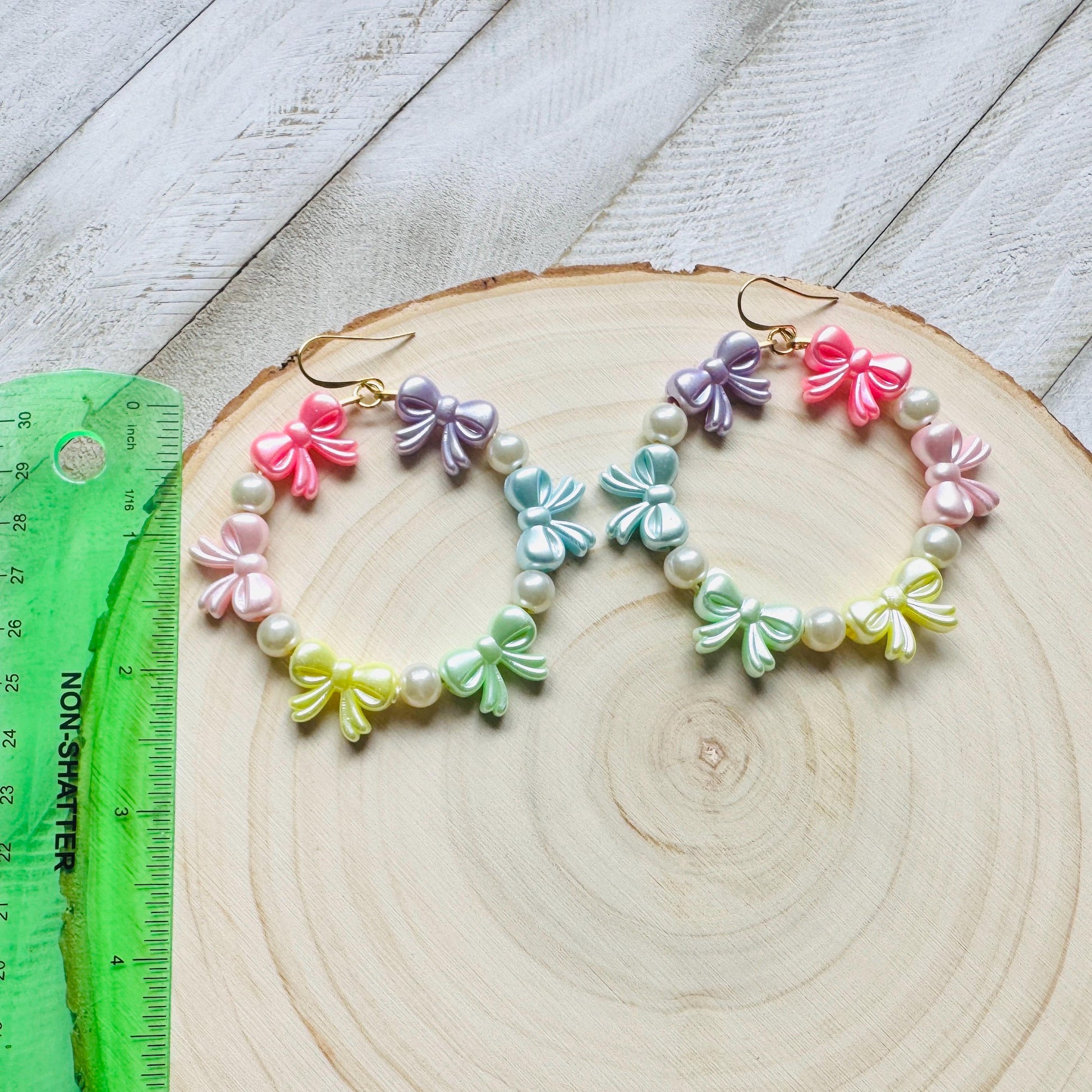 Bow Earrings, Faux Pearl Earrings, Coquette, Geometric Jewelry, Unique Gifts for Women Who Have Everything, Sweet 16 Gift Granddaughter